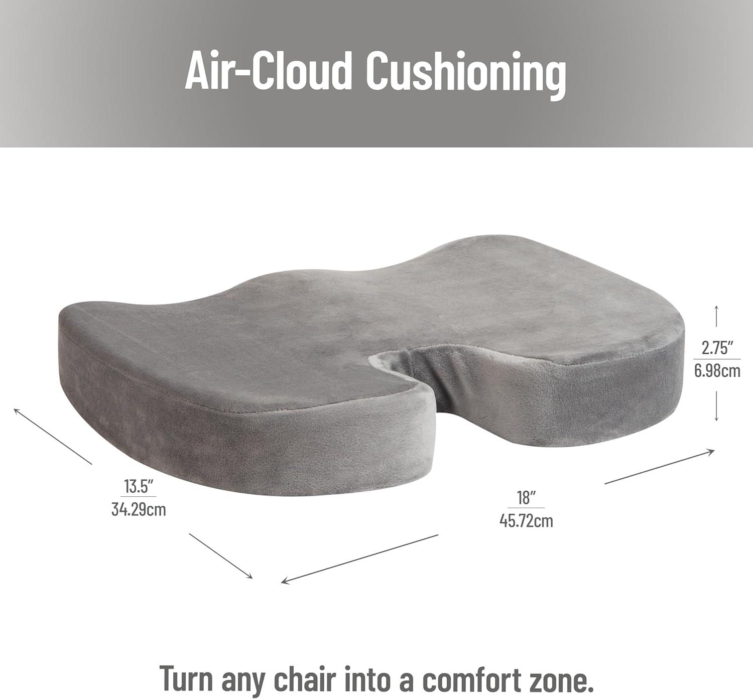 imageMind Reader Memory Foam Seat Cushion with AirCloud Technology Ergonomic Pressure Relief for Office Chair Car or Wheelchair Sciatica Coccyx Tailbone amp Hip Pain Support GrayGray