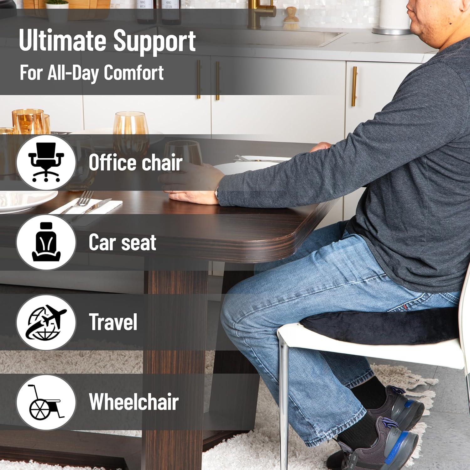 imageMind Reader Memory Foam Seat Cushion with AirCloud Technology Ergonomic Pressure Relief for Office Chair Car or Wheelchair Sciatica Coccyx Tailbone amp Hip Pain Support GrayClassic Black