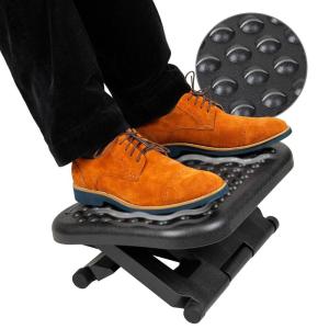 Mind Reader Foot Rest, Under Desk at Work, Ergonomic, Height Adjustable, Office, Plastic, 18″ L x 13.5″ W x 6.5″ H, Black(18″L x 13.5″W x 6.5″H)