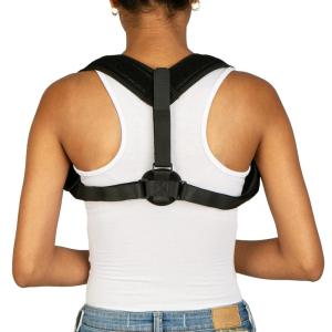 Mind Reader Posture Corrector, Adjustable Clavicle Brace, Lightweight, Posture Support, Nylon, 14″L x 4.25″W x 11.5″H, Black
