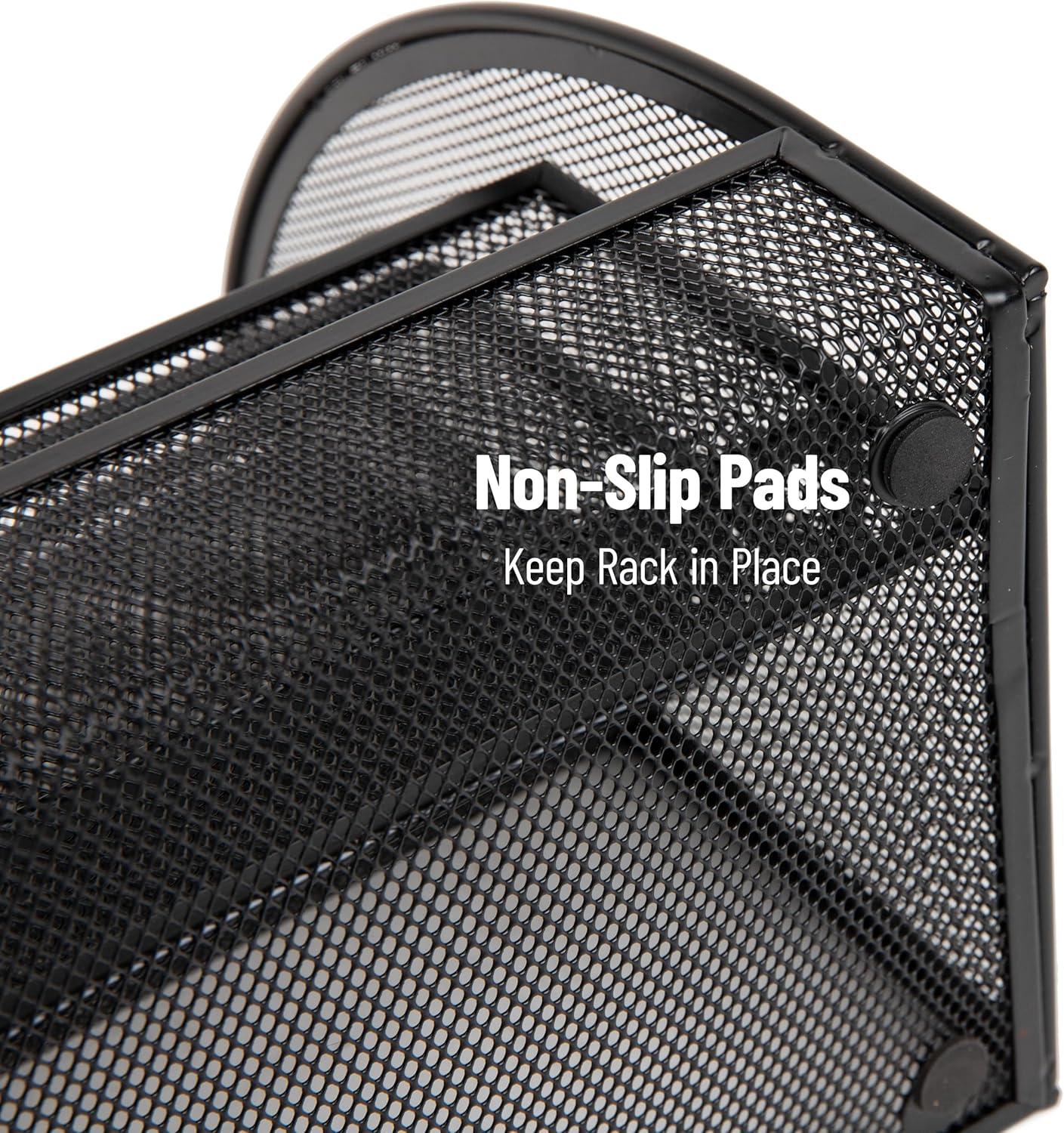 imageMind Reader 4Tier Mail Sorter Desktop Organizer File Storage Magazine Office Metal Mesh 1775L x 7W x 1225H BlackBlack 4 Pocket Horizontal