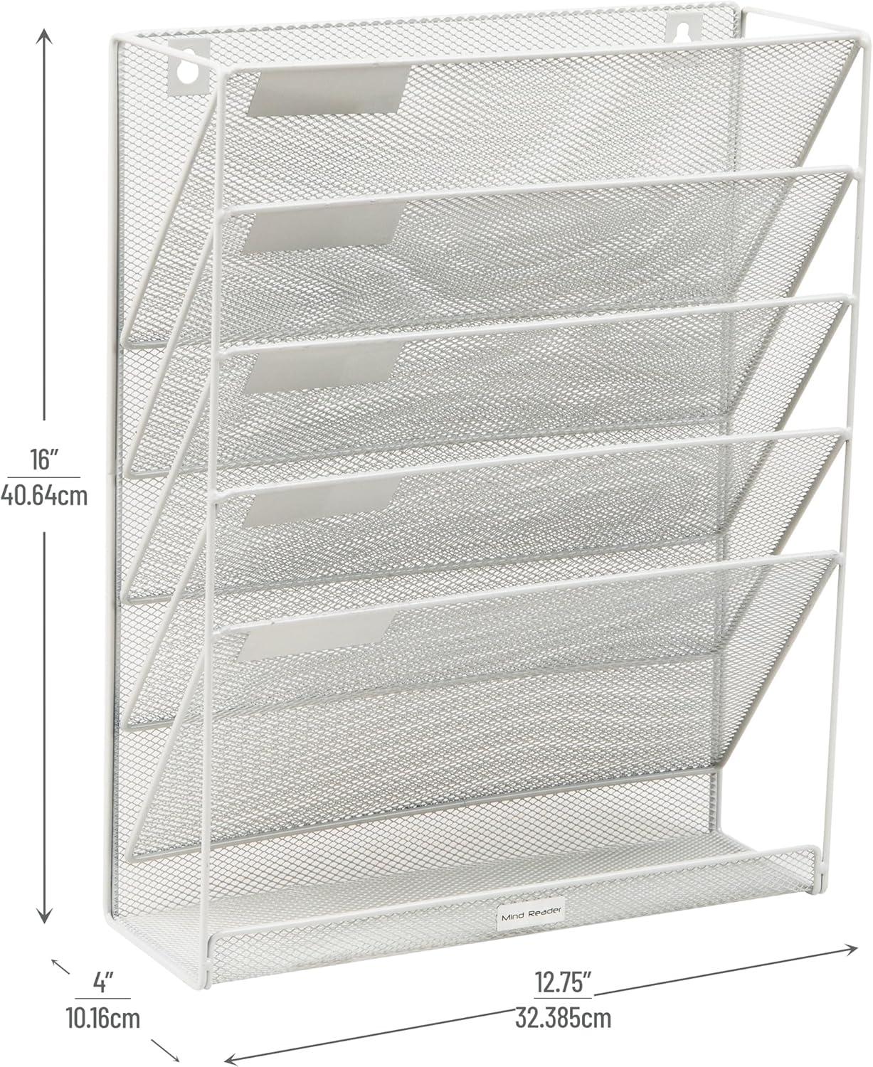 imageMind Reader 5Pocket Vertical File Storage Desktop Organizer Wall Mount Office Metal Mesh PinkWhite