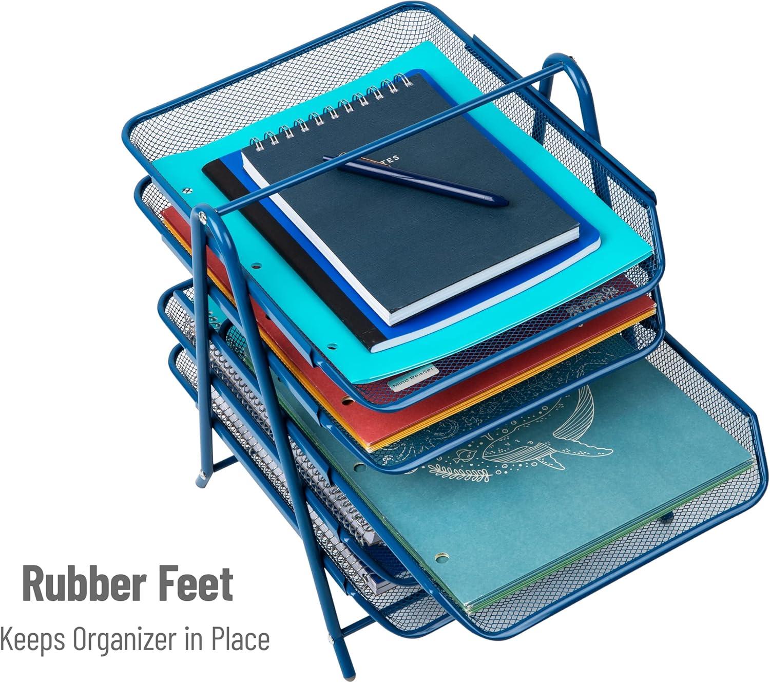 imageMind Reader 5Tier Paper Tray Desktop Organizer File Storage Office Metal Mesh 1175L x 14W x 15H Turquoise