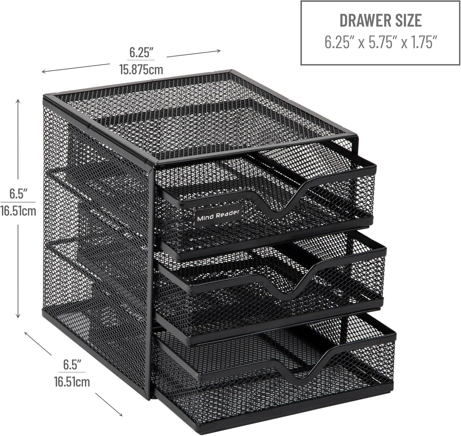 imageMind Reader Desktop Accessory Storage Desk Supplies Organizer Office Metal Mesh 625 L x 65 W x 65 H Black625L x 65W x 65H
