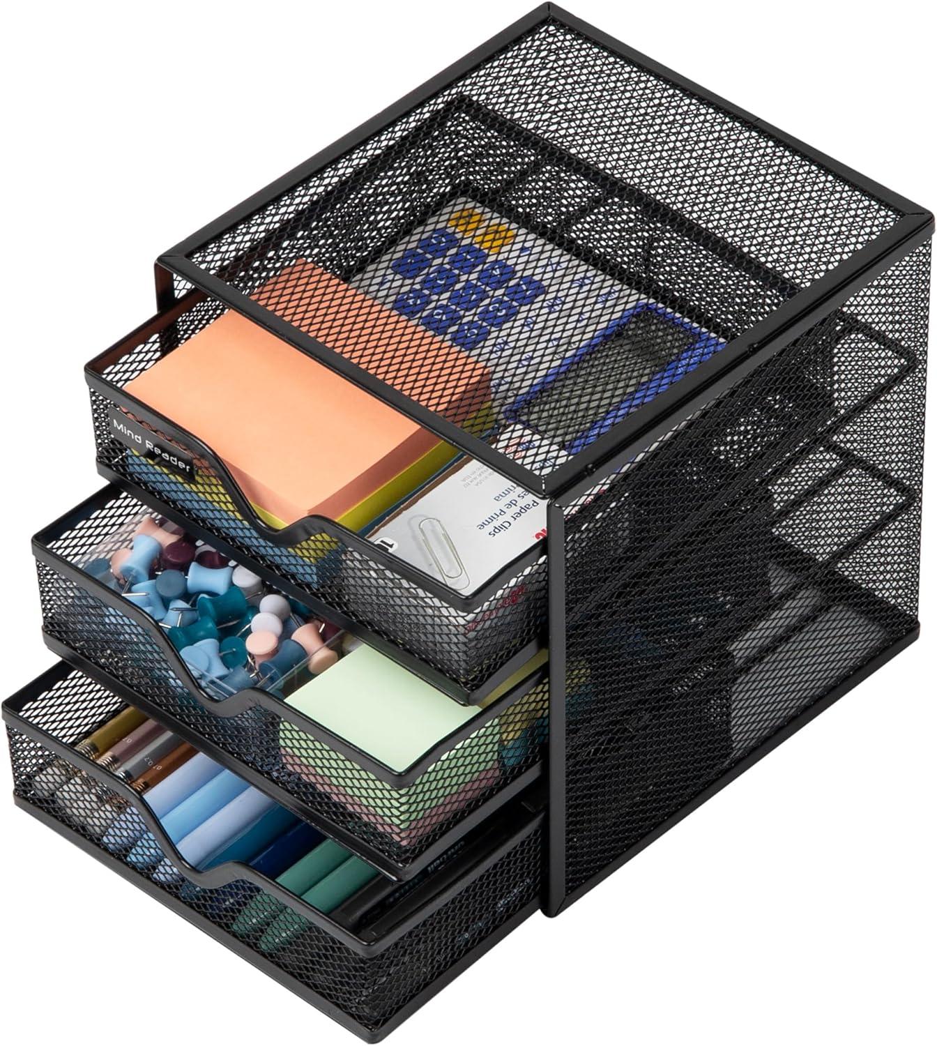 imageMind Reader Desktop Accessory Storage Desk Supplies Organizer Office Metal Mesh 625 L x 65 W x 65 H Black625L x 65W x 65H
