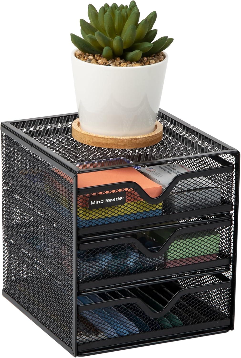 imageMind Reader Desktop Accessory Storage Desk Supplies Organizer Office Metal Mesh 625 L x 65 W x 65 H Black625L x 65W x 65H