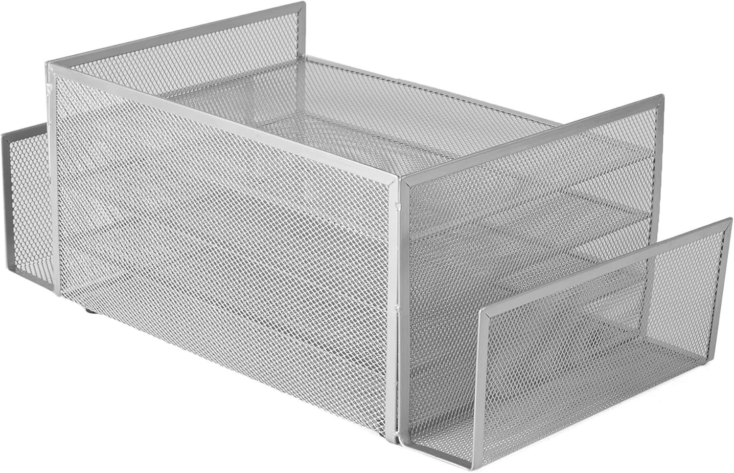 imageMind Reader Desktop Organizer File Storage Paper Tray Workspace Office Metal Mesh 1675L x 915W x 6H SilverSilver