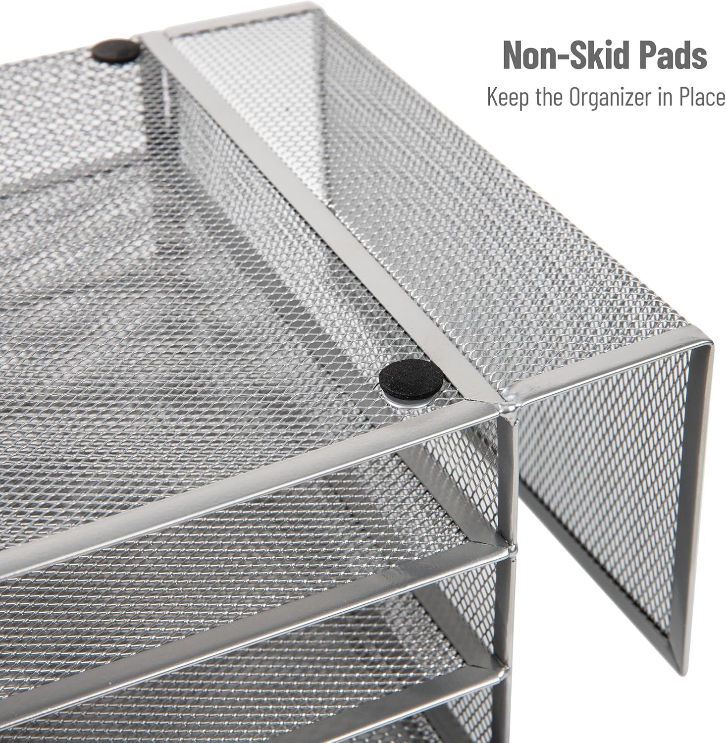 imageMind Reader Desktop Organizer File Storage Paper Tray Workspace Office Metal Mesh 1675L x 915W x 6H SilverSilver