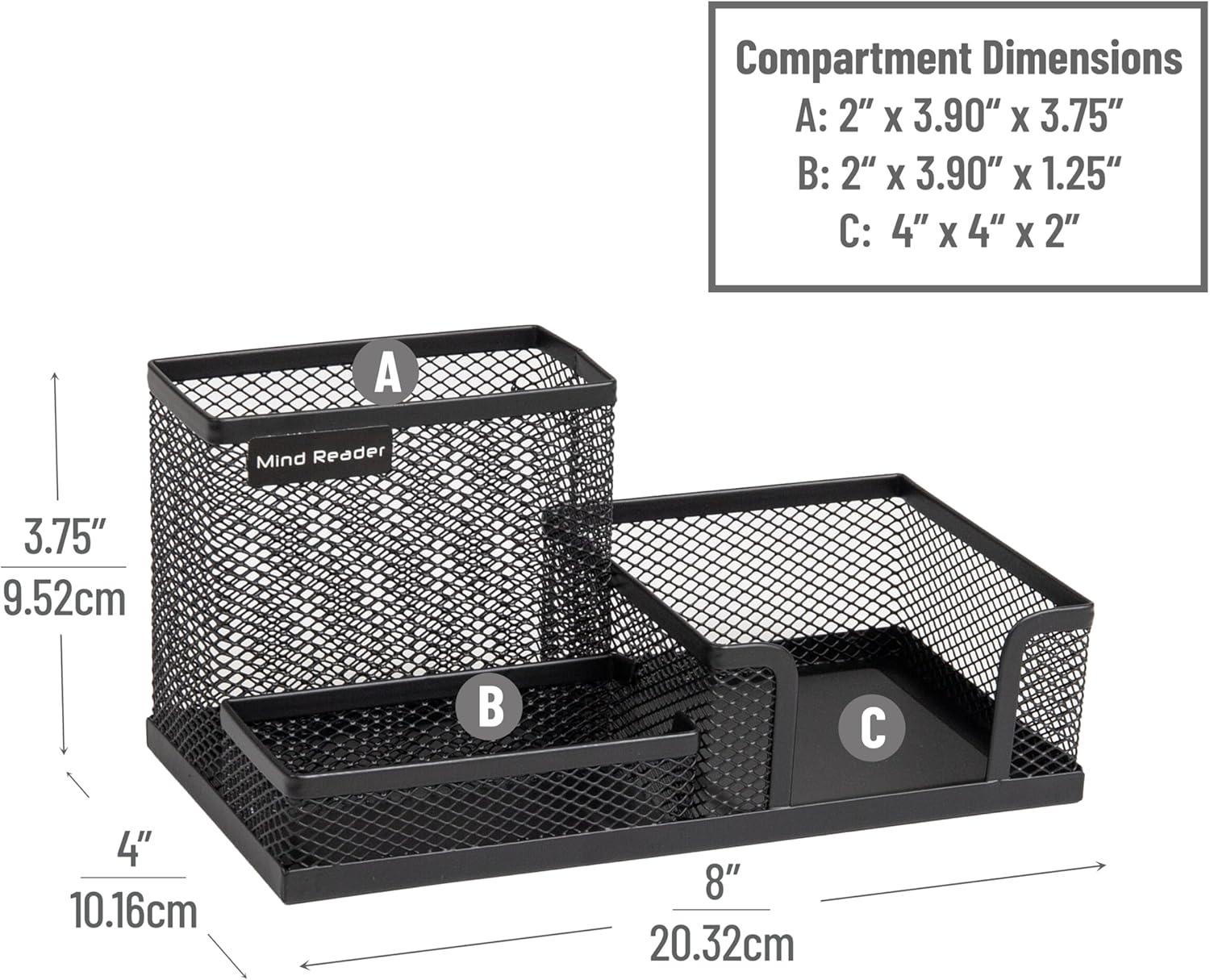 imageMind Reader Desktop Organizer Pen Holder Clip Basket Storage Office Metal Mesh 807L x 413W x 394H BlackMEMORG2BLK