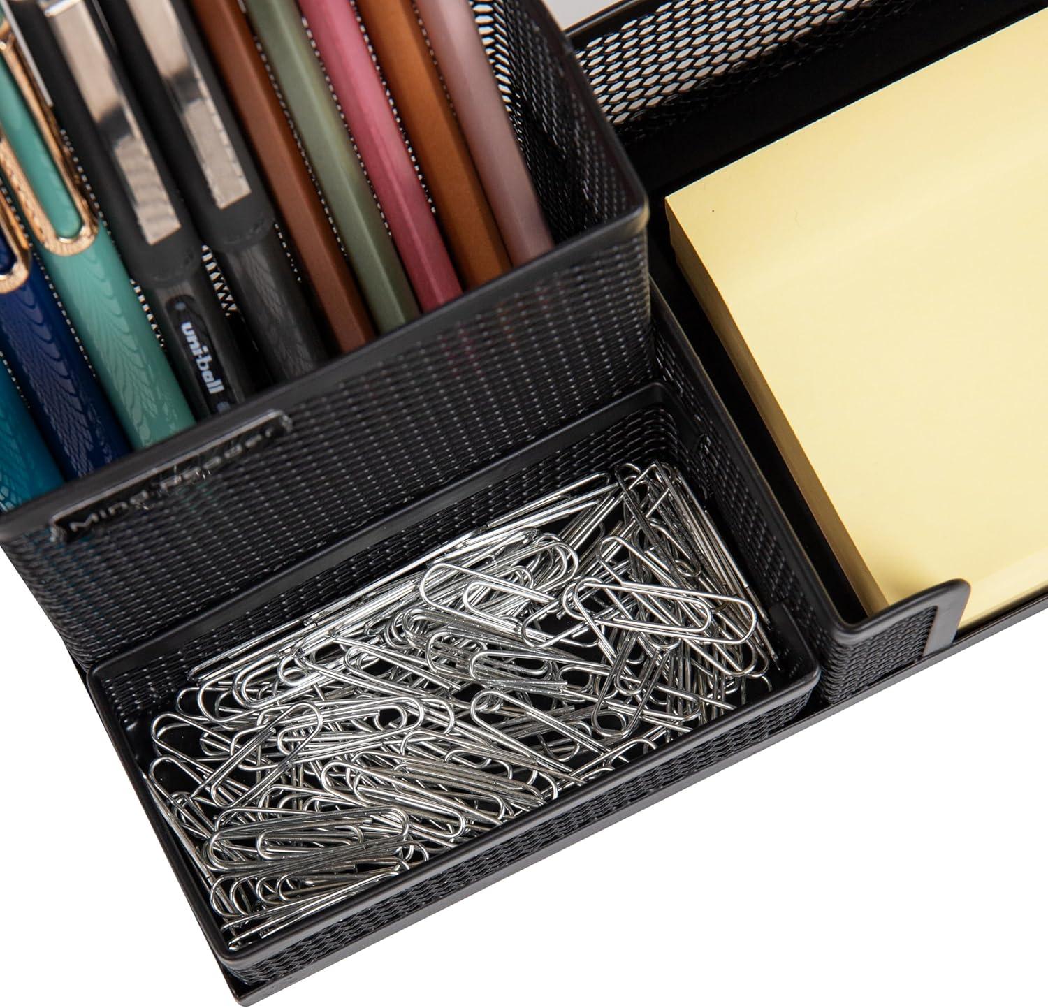 imageMind Reader Desktop Organizer Pen Holder Clip Basket Storage Office Metal Mesh 807L x 413W x 394H BlackMEMORG2BLK