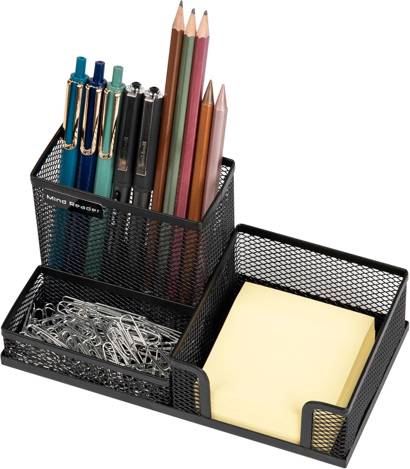 imageMind Reader Desktop Organizer Pen Holder Clip Basket Storage Office Metal Mesh 807L x 413W x 394H BlackMEMORG2BLK