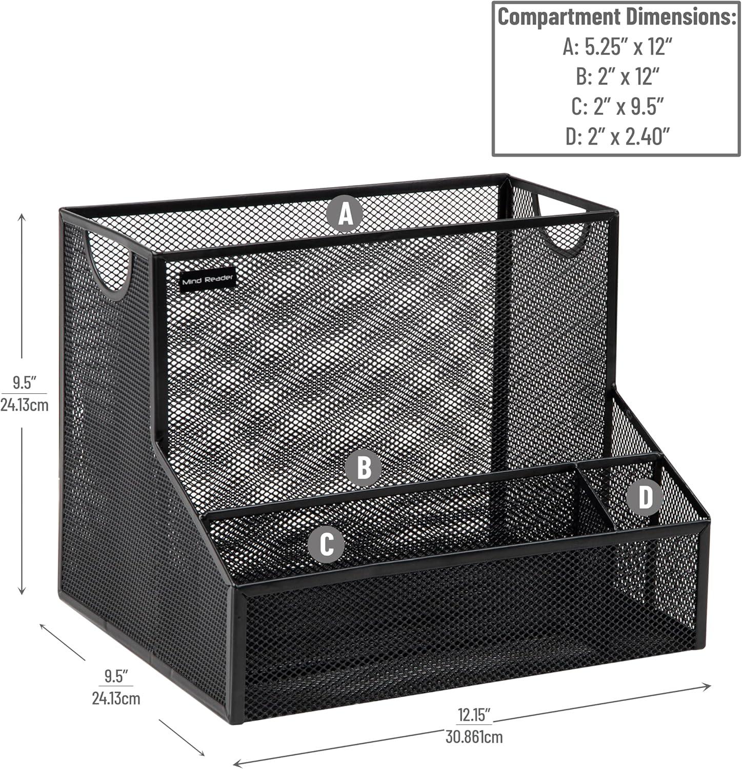 imageMind Reader Desktop Organizer Vertical File Storage Letter Size Office Metal Mesh 1215L x 95W x 95H BlackBlack