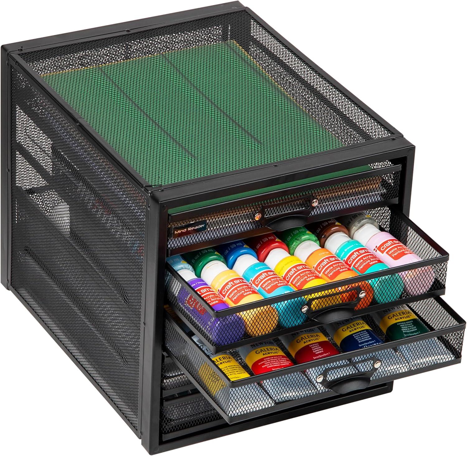 imageMind Reader File Storage Drawers Desk Organizer MultiPurpose Crafts Office Metal Mesh 279L x 356W x 279H cm SilverBlack 5 Drawer