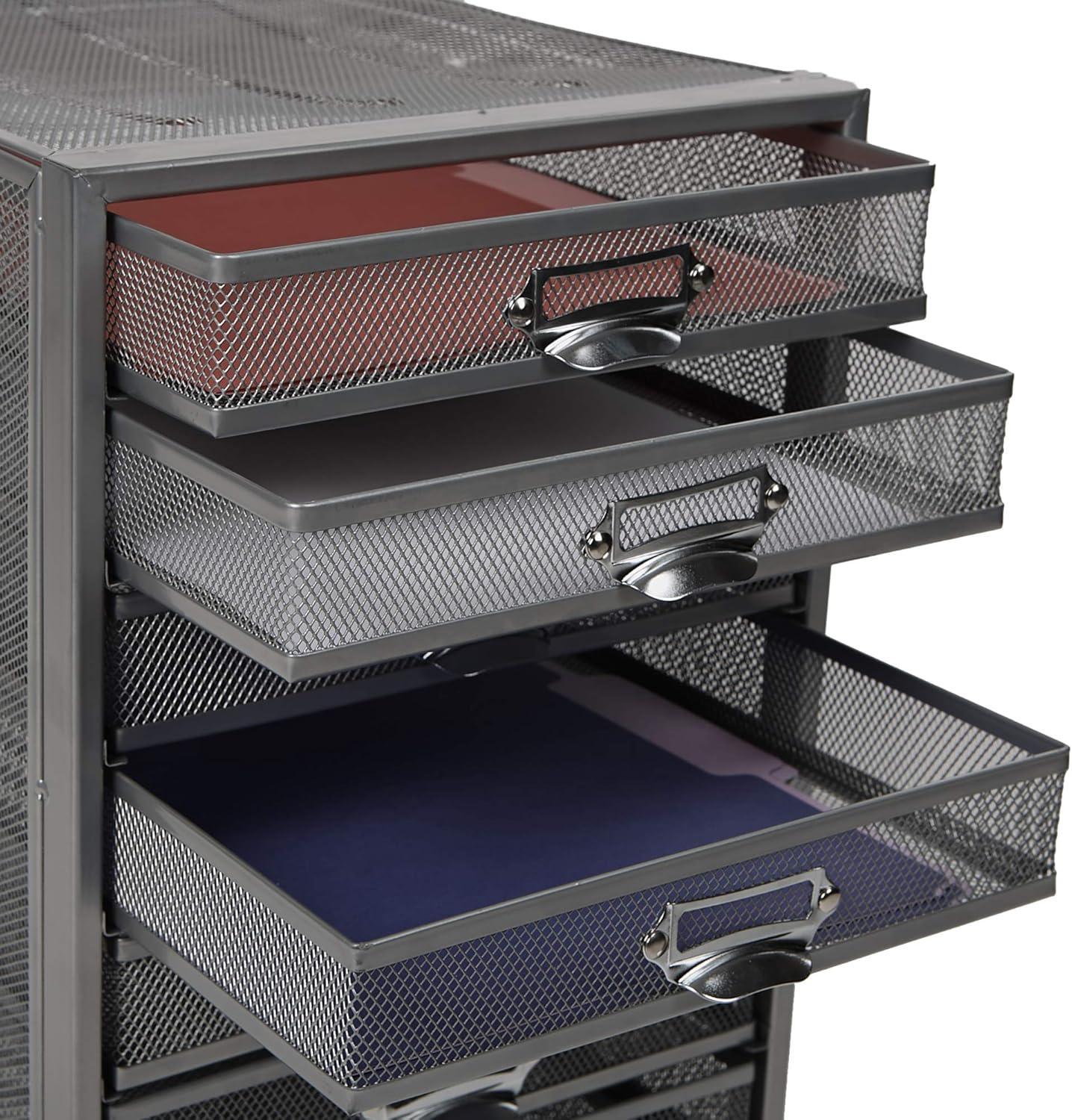 imageMind Reader File Storage Drawers Desk Organizer MultiPurpose Crafts Office Metal Mesh 279L x 356W x 279H cm SilverSilver 10 Drawer