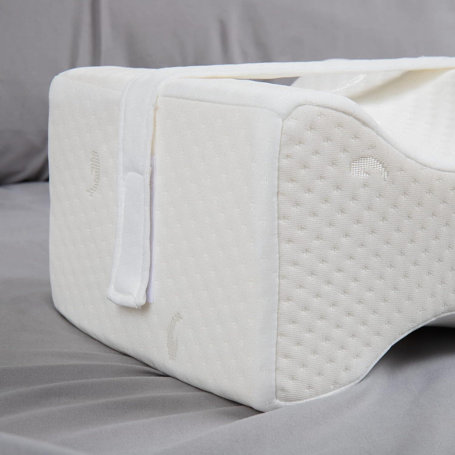 imageMind Reader Knee Pillow Lumbar Support Leg Pillow Sciatica Side Sleeper Memory Foam 95 L x 825 W x 6 H Blue and Gray