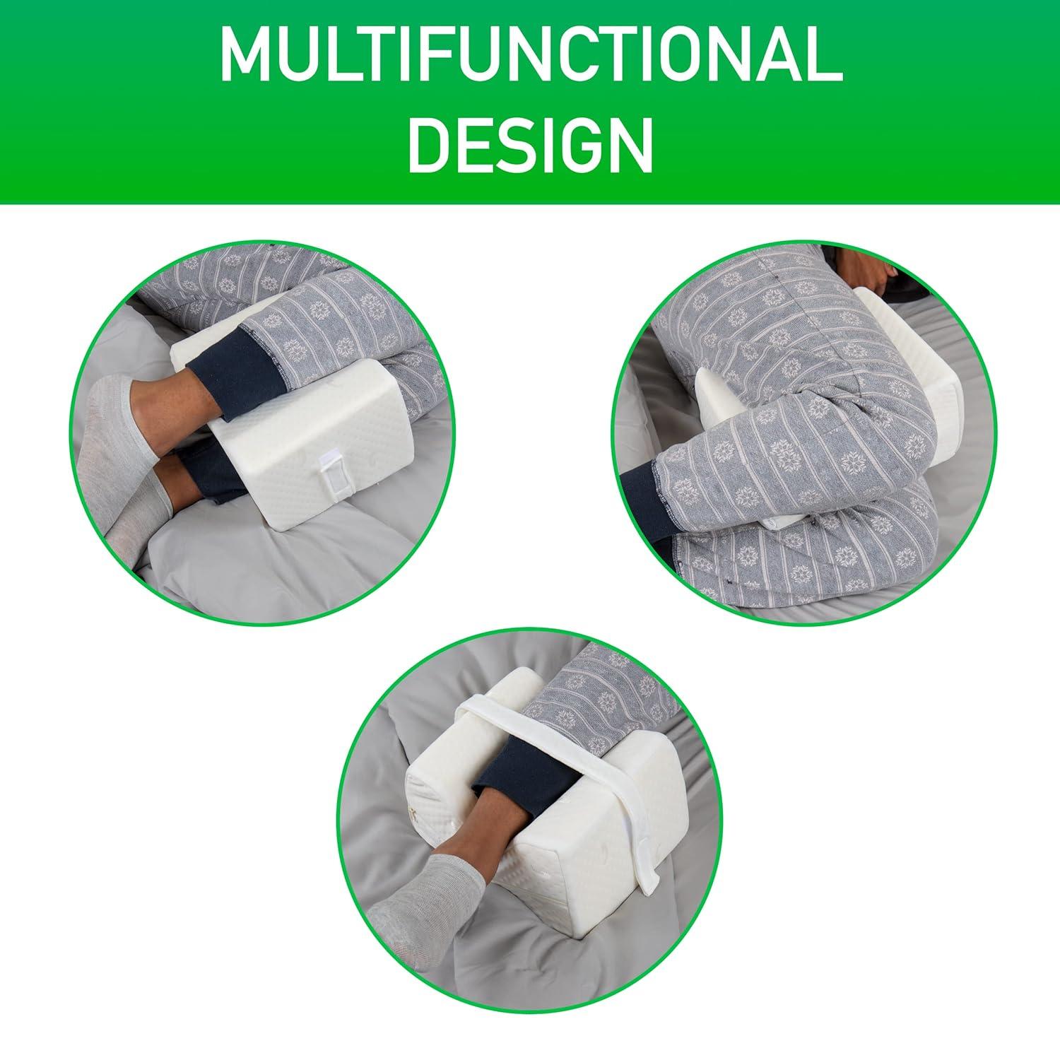 imageMind Reader Knee Pillow Lumbar Support Leg Pillow Sciatica Side Sleeper Memory Foam 95 L x 825 W x 6 H Blue and Gray