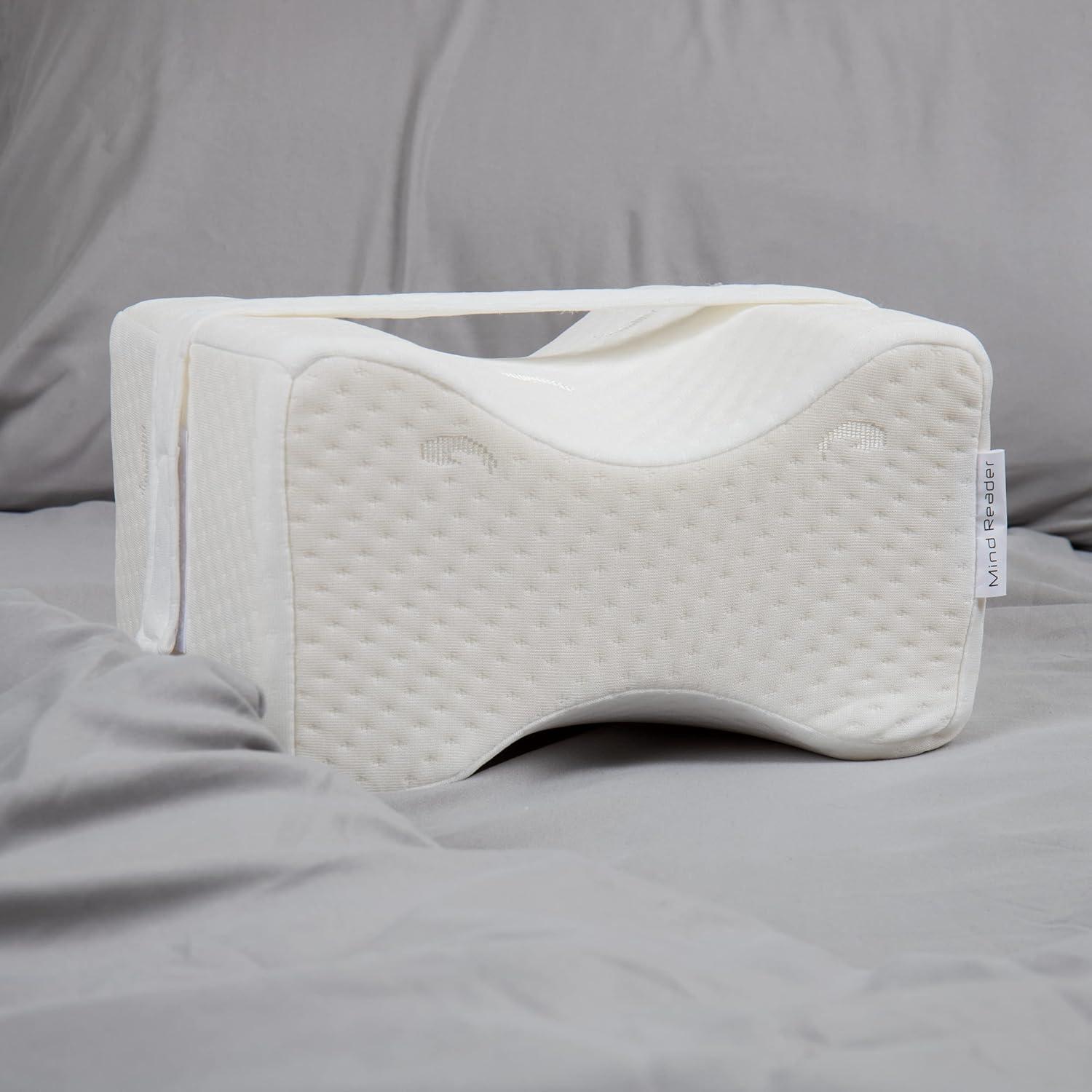 imageMind Reader Knee Pillow Lumbar Support Leg Pillow Sciatica Side Sleeper Memory Foam 95 L x 825 W x 6 H Blue and Gray