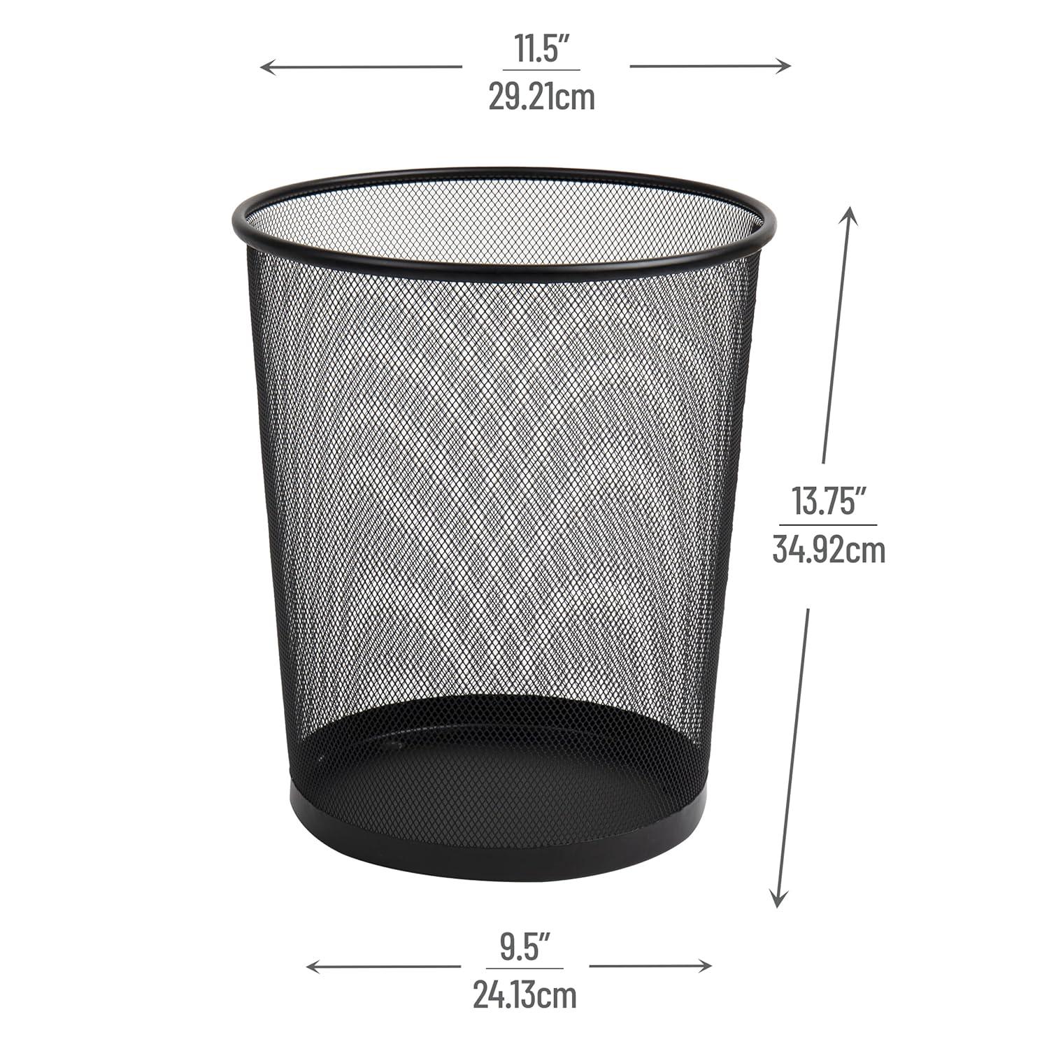 imageMind Reader Mesh Trash Can Set of 3 Waste Paper Basket Round Office Metal Mesh 115 L x 115 W x 1375 H Black