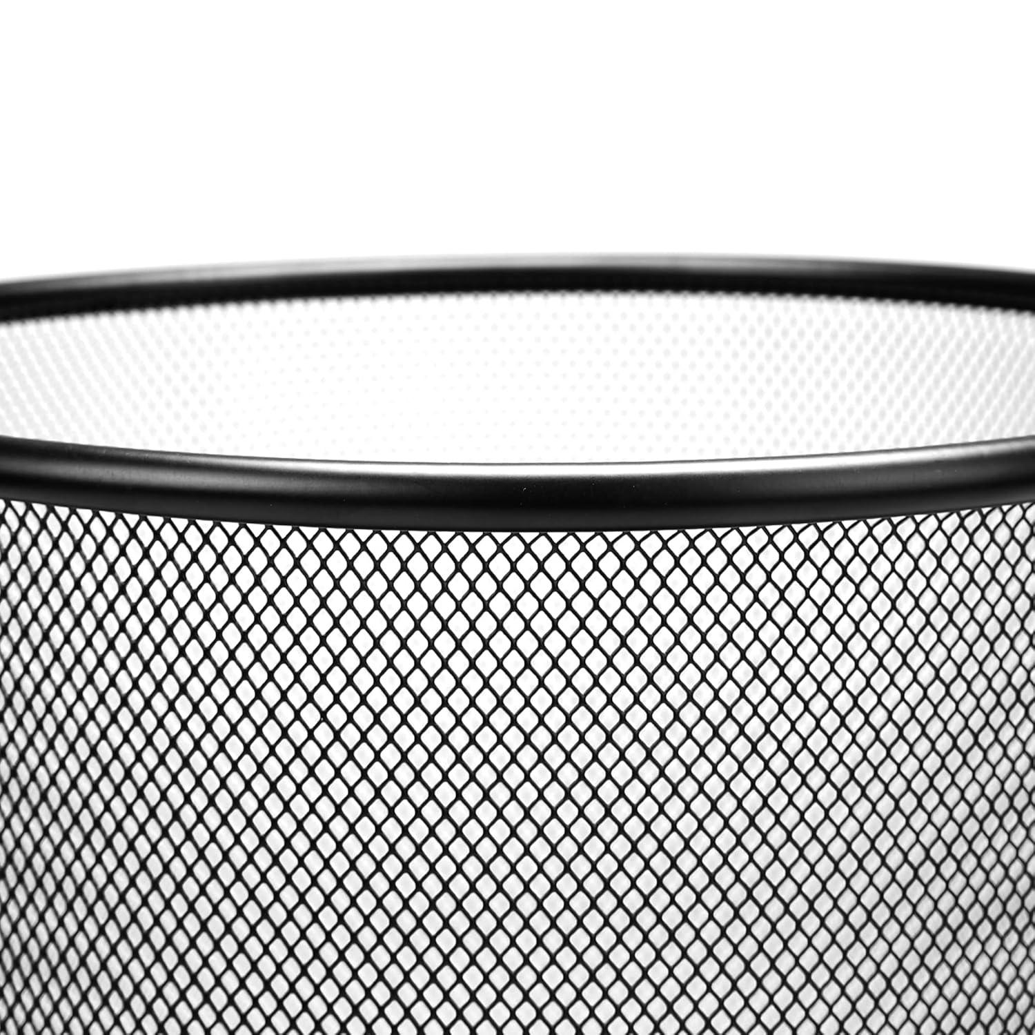 imageMind Reader Mesh Trash Can Set of 3 Waste Paper Basket Round Office Metal Mesh 115 L x 115 W x 1375 H Black