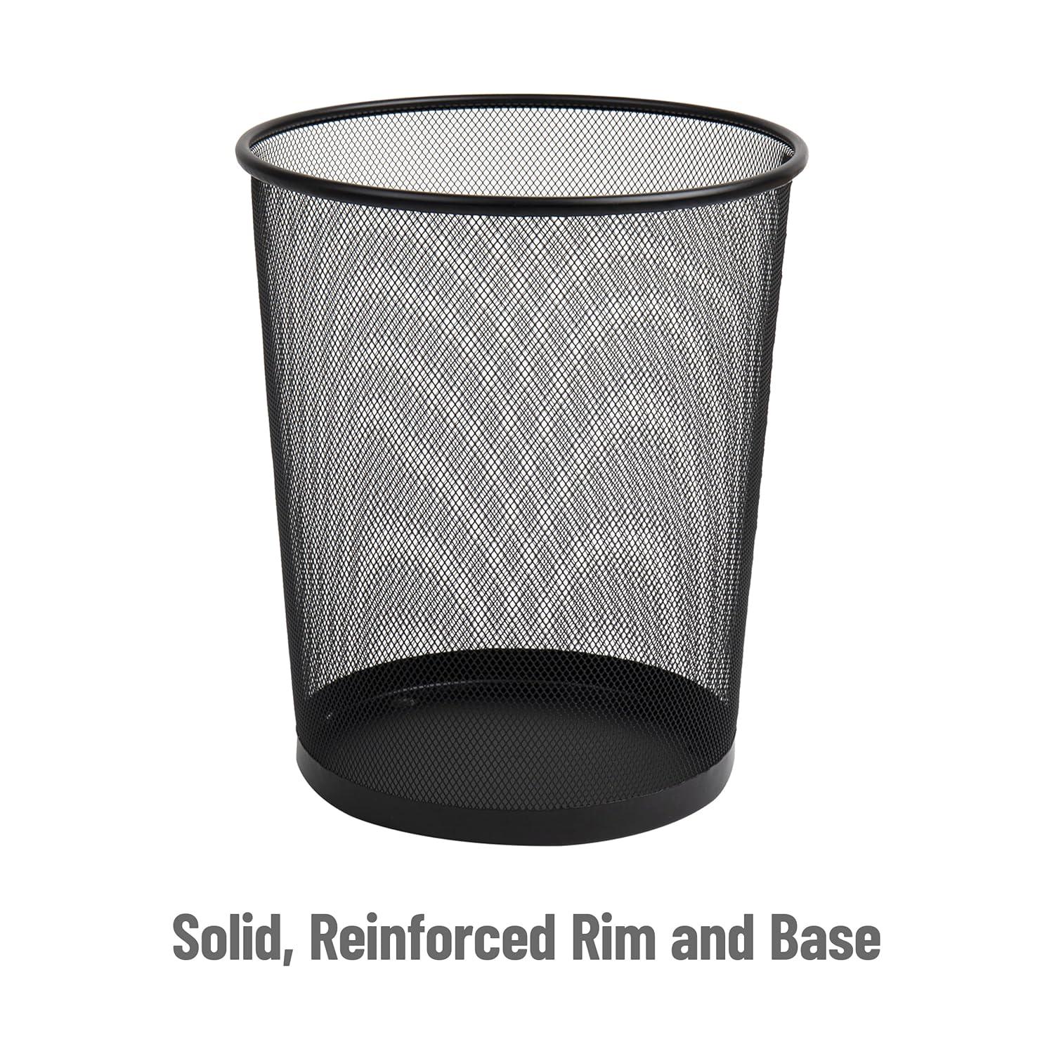 imageMind Reader Mesh Trash Can Set of 3 Waste Paper Basket Round Office Metal Mesh 115 L x 115 W x 1375 H Black
