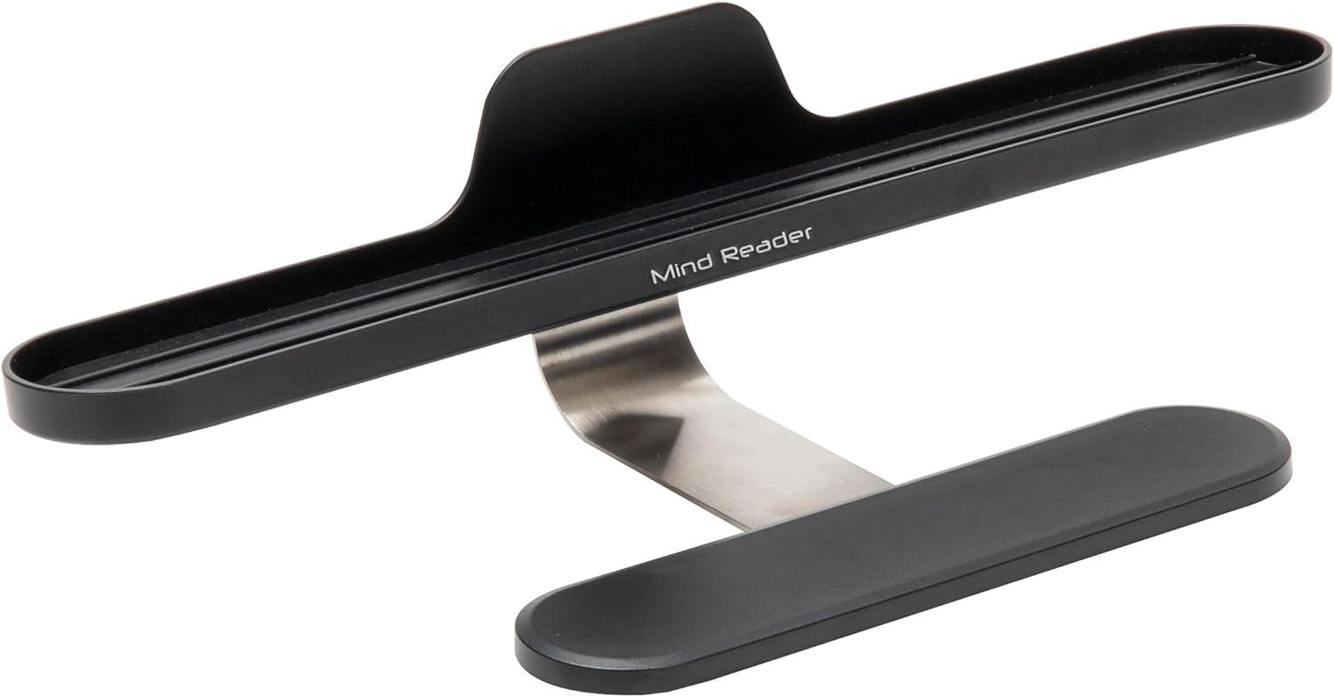 imageMind Reader Over Keyboard Shelf Desktop Organizer Phone Holder Storage Phone Holder Office 13L x 2W x 35H BlackAbove Desk Compartments