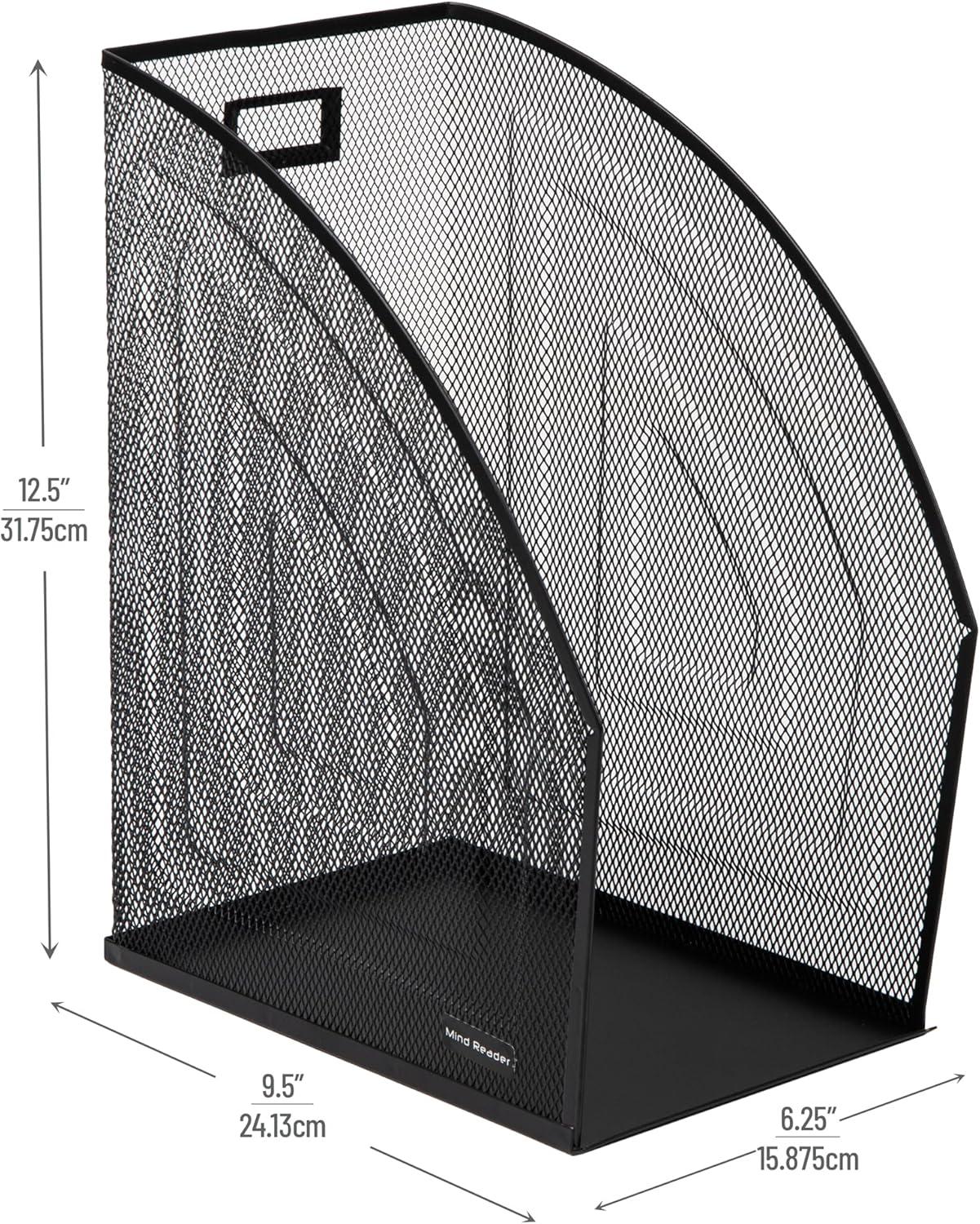 imageMind Reader Vertical File Organizers Desktop File Holders for Folders Magazines and Paperwork Workspace Organizer Metal Mesh Set of 2 BlackPack of 4