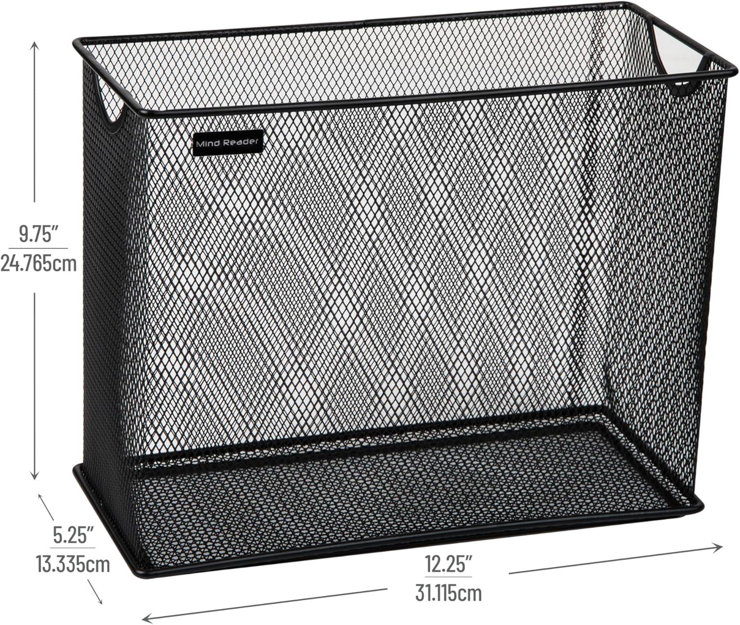 imageMind Reader Vertical File Storage Desktop Organizer Hanging Files Office Metal Mesh 1225L x 55W x 10H BlackBlack