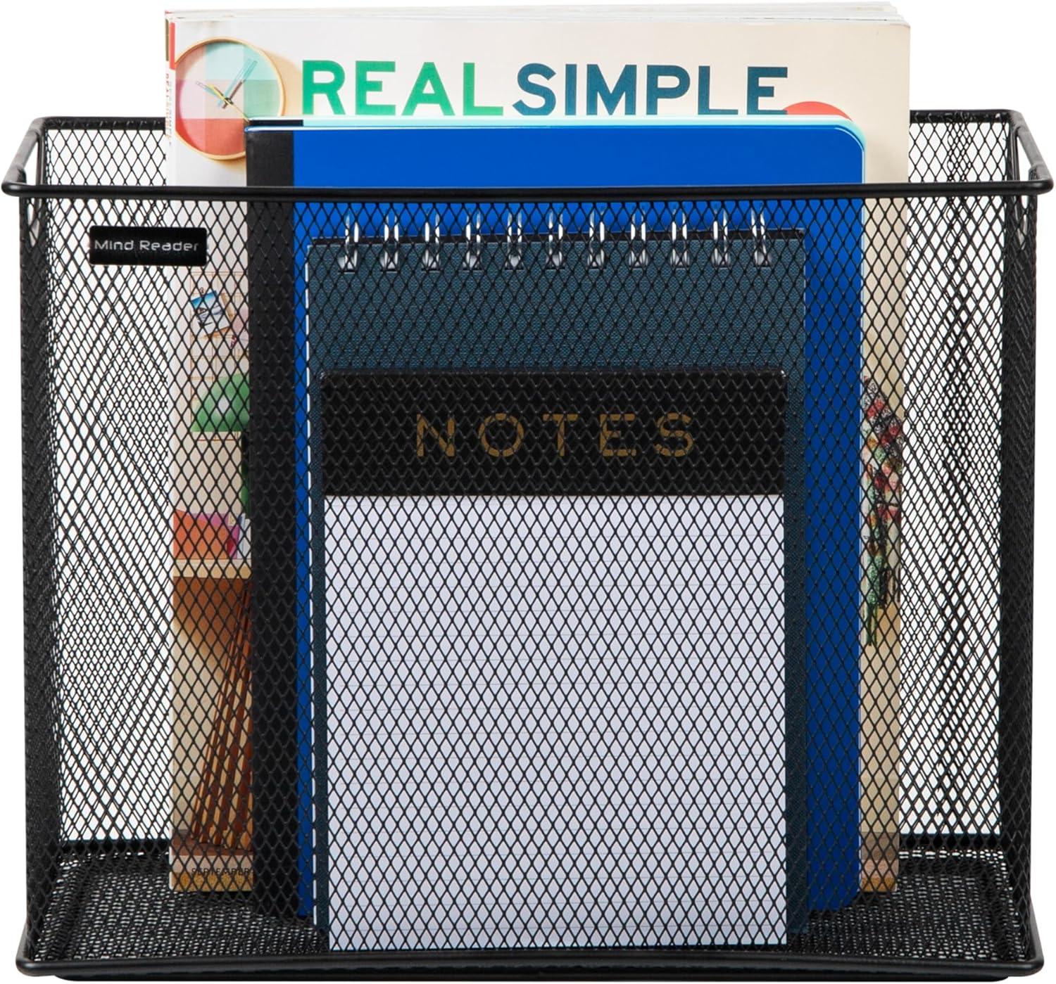 imageMind Reader Vertical File Storage Desktop Organizer Hanging Files Office Metal Mesh 1225L x 55W x 10H BlackBlack