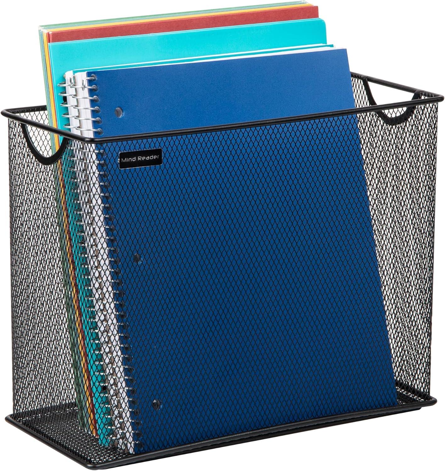 imageMind Reader Vertical File Storage Desktop Organizer Hanging Files Office Metal Mesh 1225L x 55W x 10H BlackBlack
