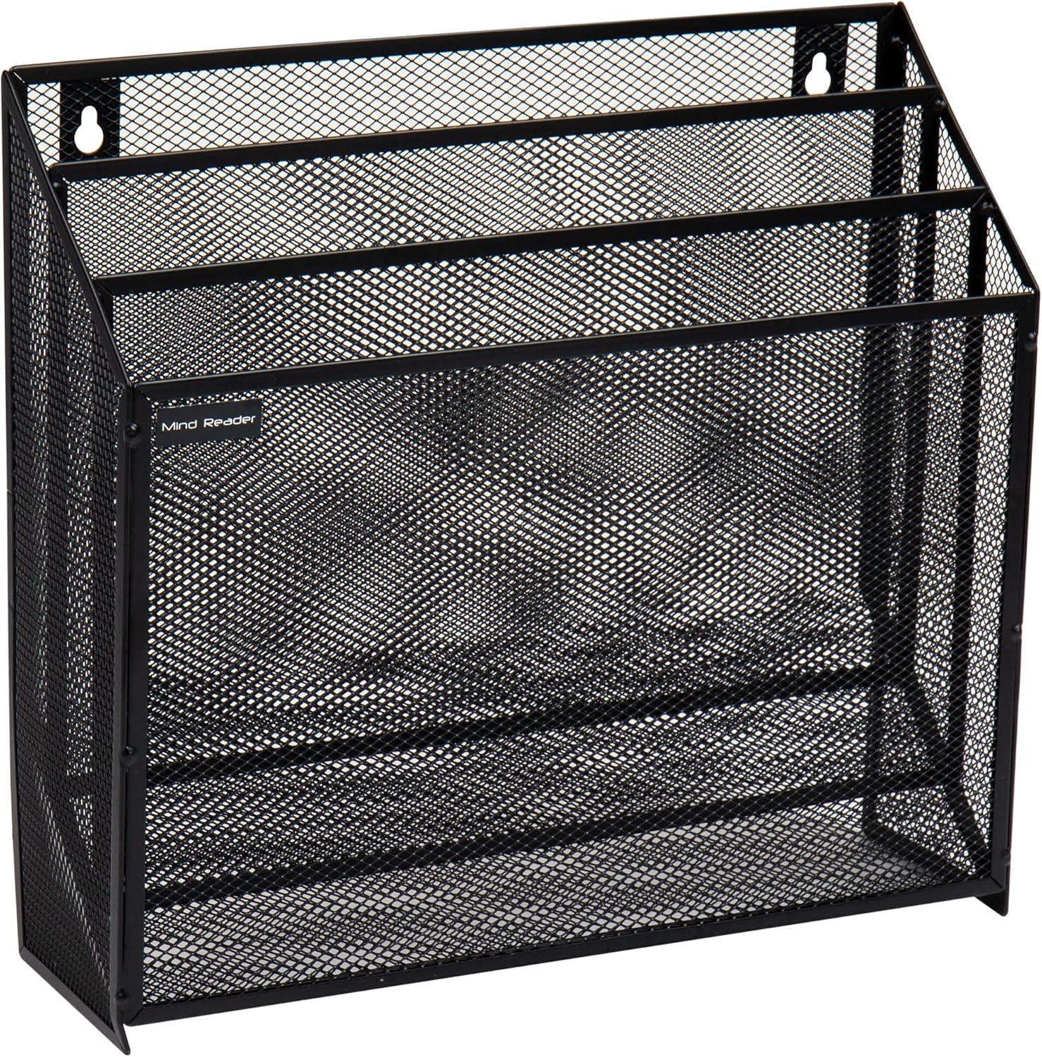 imageMind Reader Vertical File Storage Desktop Organizer Wall Mount Office Metal Mesh 125L x 375W x 115H BlackBlack