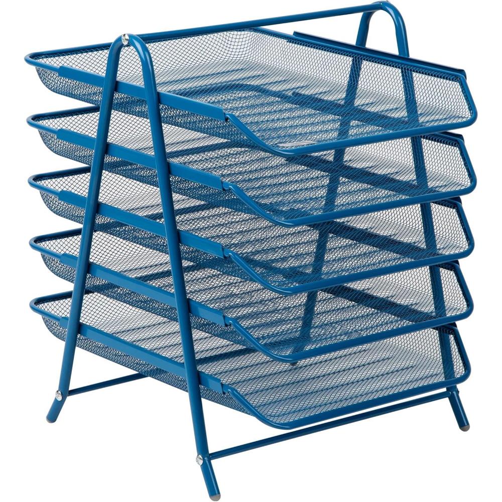 imageMind Reader 5Tier Paper Tray Desktop Organizer File Storage Office Metal Mesh 1175L x 14W x 15H Turquoise