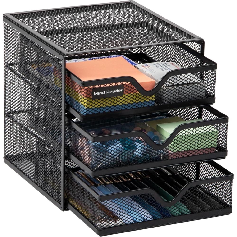 imageMind Reader Desktop Accessory Storage Desk Supplies Organizer Office Metal Mesh 625 L x 65 W x 65 H Black625L x 65W x 65H