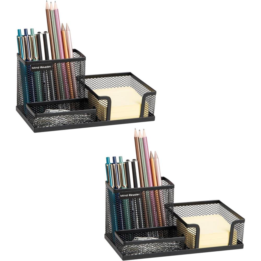 imageMind Reader Desktop Organizer Pen Holder Clip Basket Storage Office Metal Mesh 807L x 413W x 394H BlackMEMORG2BLK