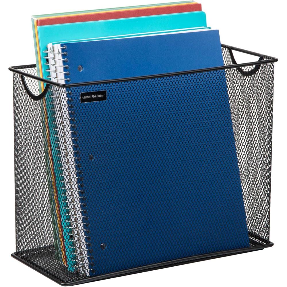 imageMind Reader Vertical File Storage Desktop Organizer Hanging Files Office Metal Mesh 1225L x 55W x 10H BlackBlack