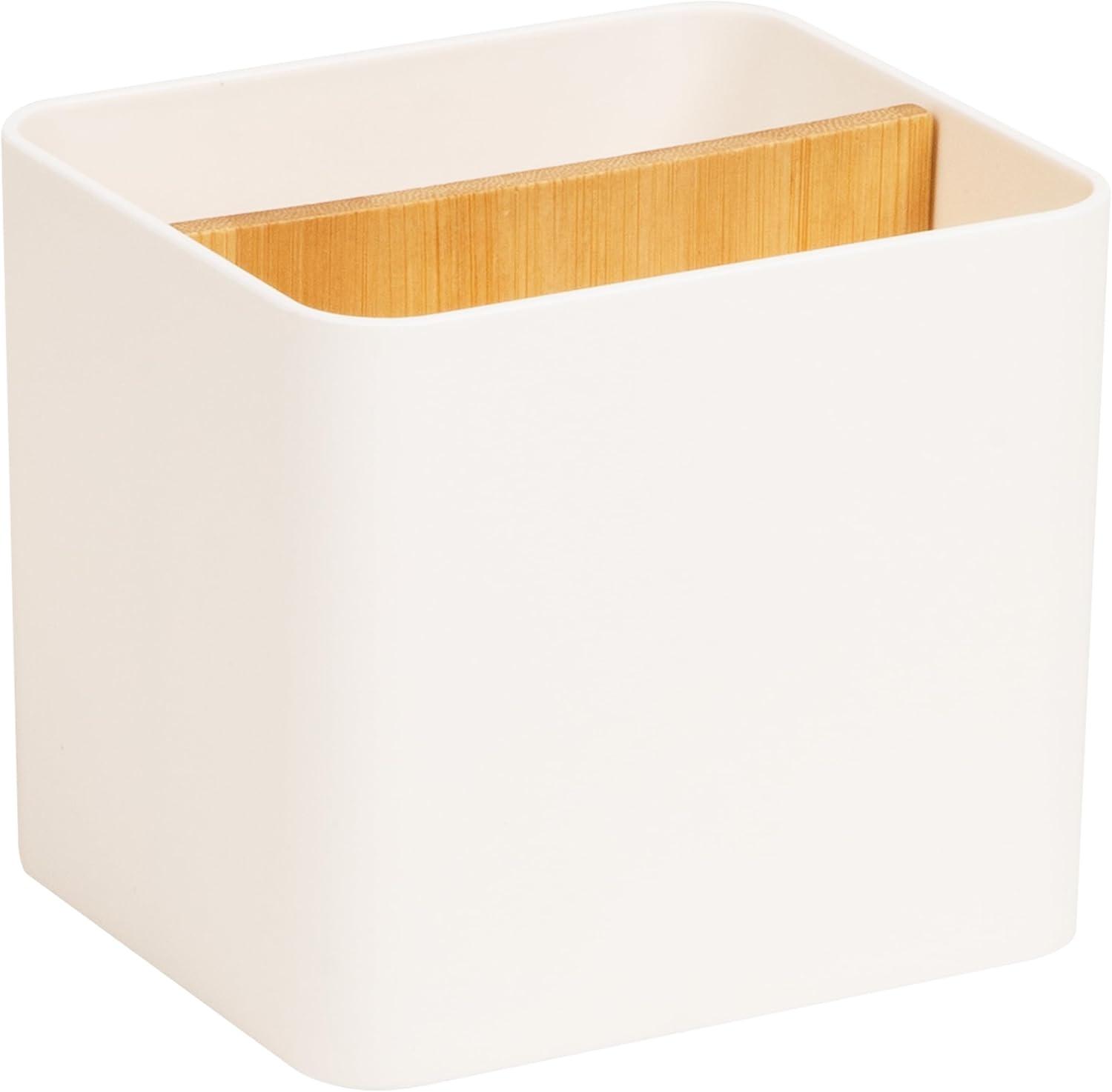imageMind Reader 2Compartment Desktop Organizer Removable Wood Divider NonSlip Base Plastic and Wood White