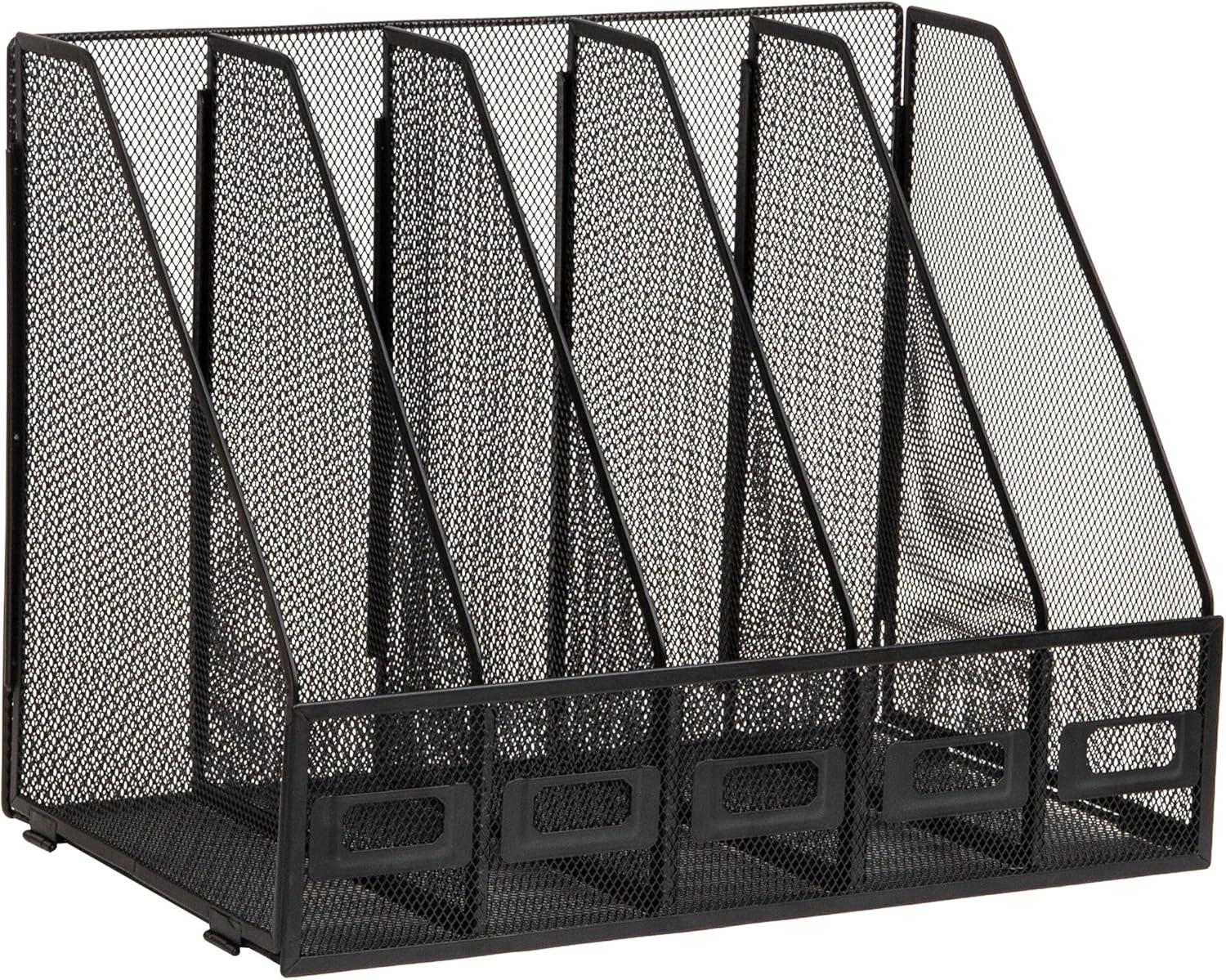 imageMind Reader 5Compartment Vertical File Organizer Desktop Paper Sorter Office Metal Mesh Black