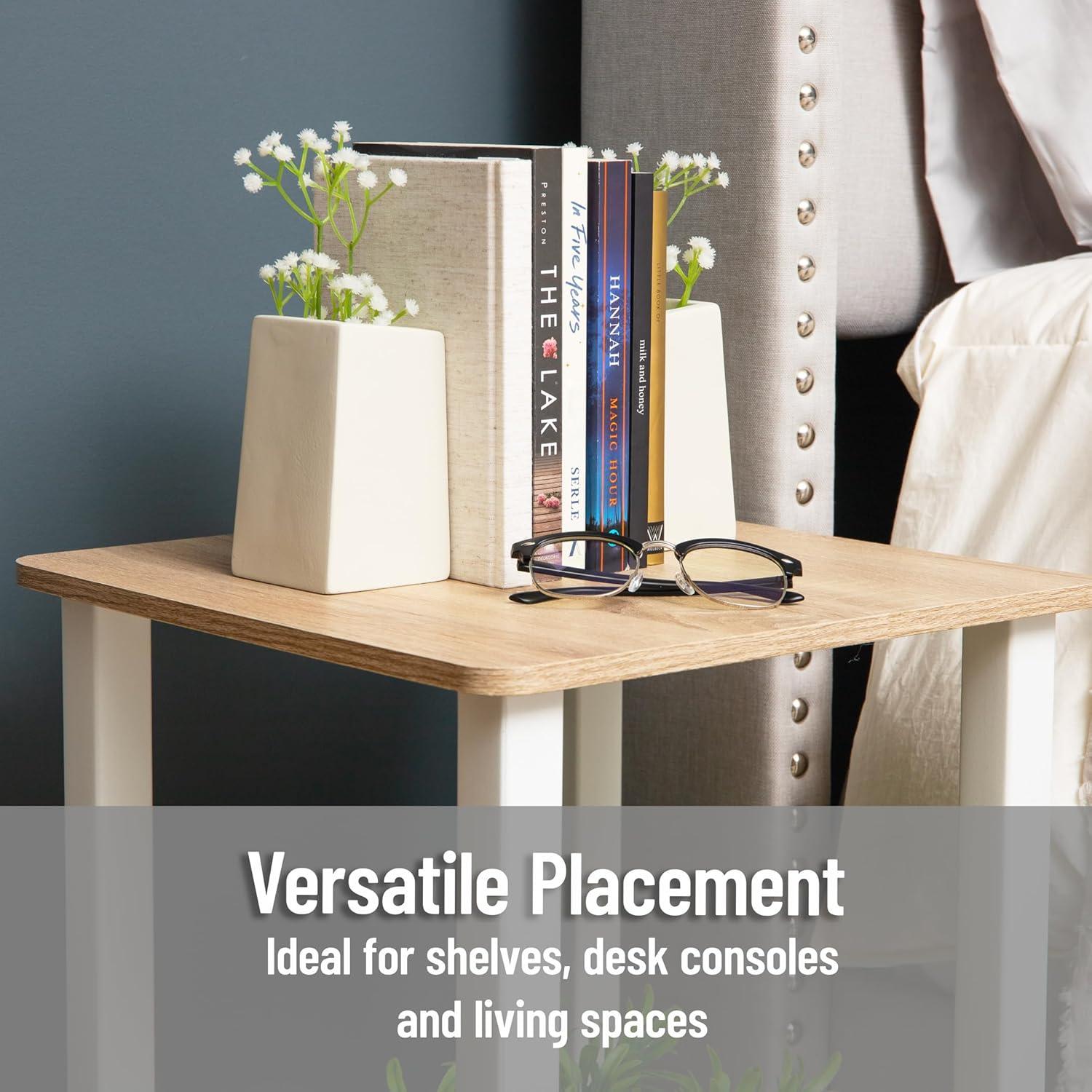 imageMind Reader Cement Planter Bookends Desk Decor and Indoor Plants Set of 2 White