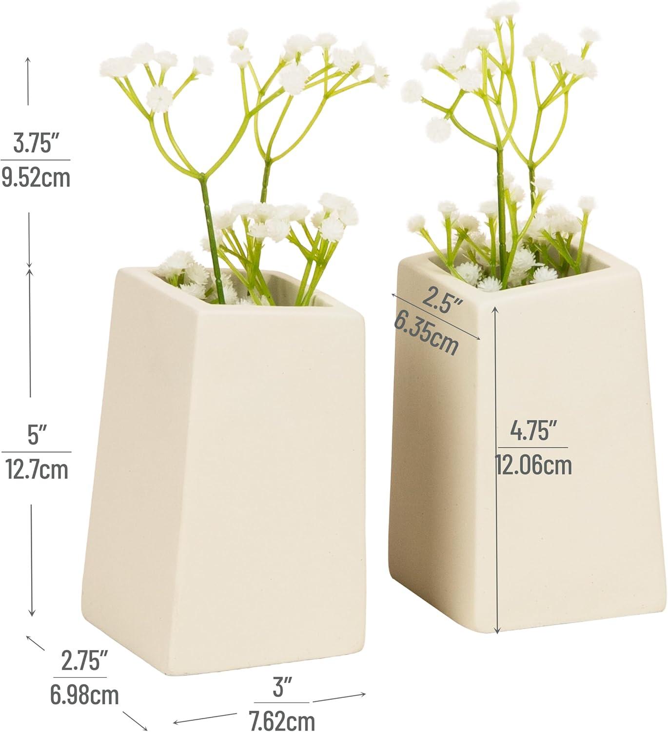 imageMind Reader Cement Planter Bookends Desk Decor and Indoor Plants Set of 2 White