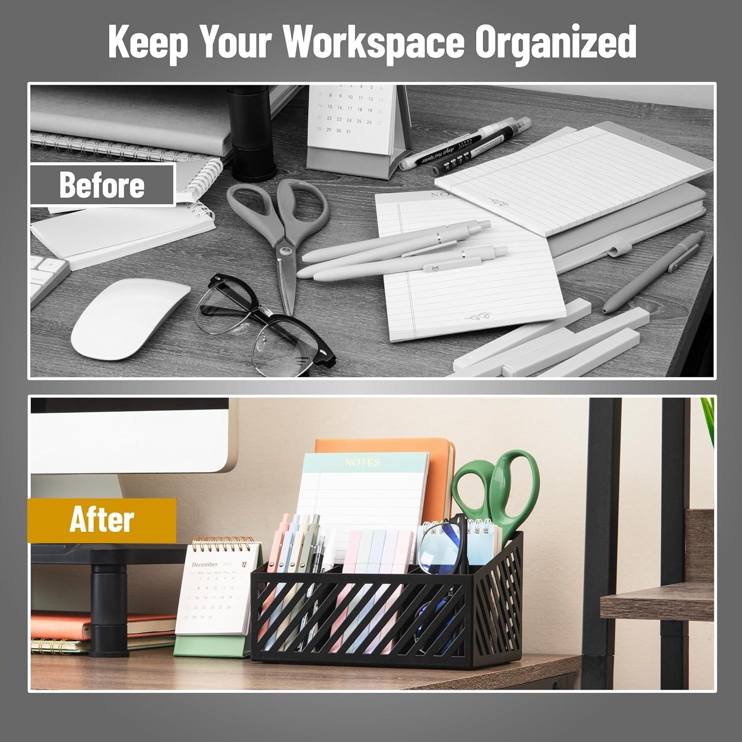 imageMind Reader Desktop Organizer and Mail Sorter Five Compartments Office Supplies and Accessories Metal BlackBlack