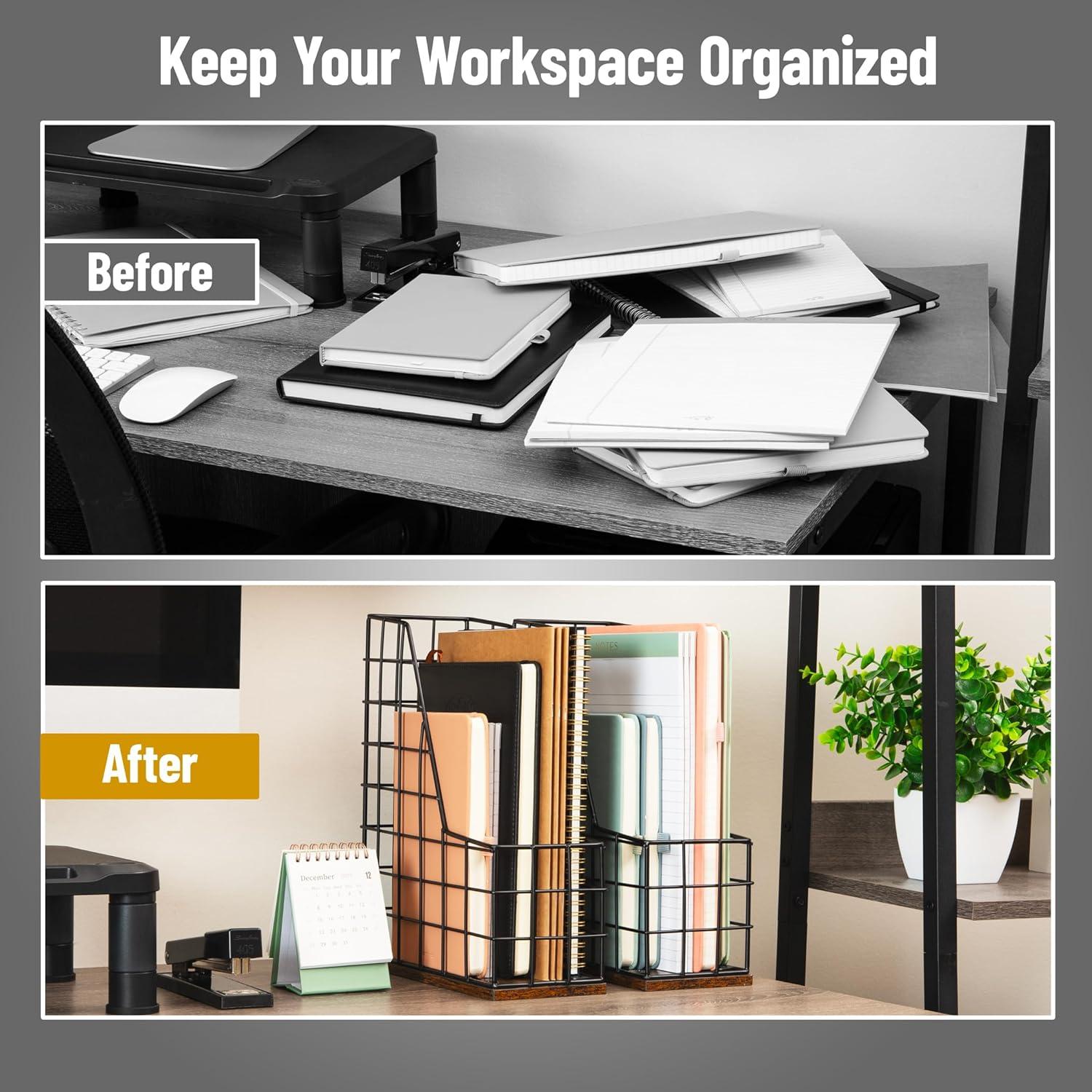 imageMind Reader Desktop Shelf for Office Organization and Display Mounting Hardware Included Metal and Wood Brown4 x 98 x 118
