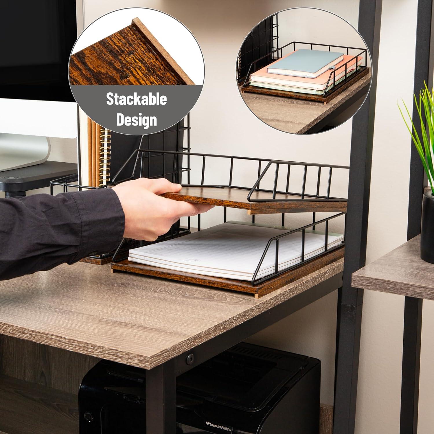 imageMind Reader Desktop Shelf for Office Organization and Display Mounting Hardware Included Metal and Wood Brown98 x 122 x 54