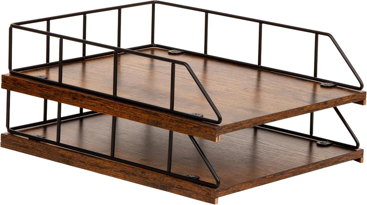 imageMind Reader Desktop Shelf for Office Organization and Display Mounting Hardware Included Metal and Wood Brown98 x 122 x 54