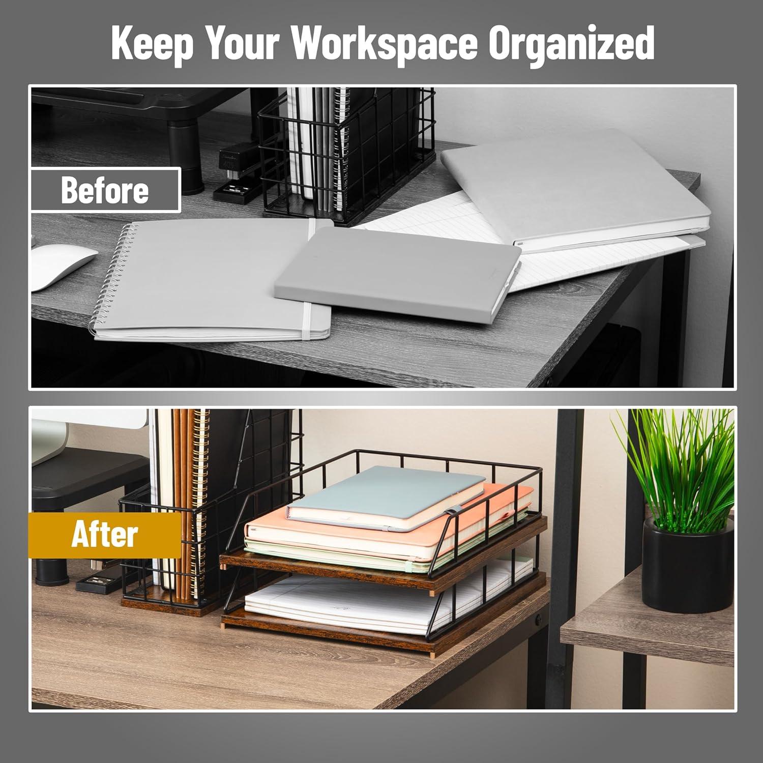 imageMind Reader Desktop Shelf for Office Organization and Display Mounting Hardware Included Metal and Wood Brown98 x 122 x 54