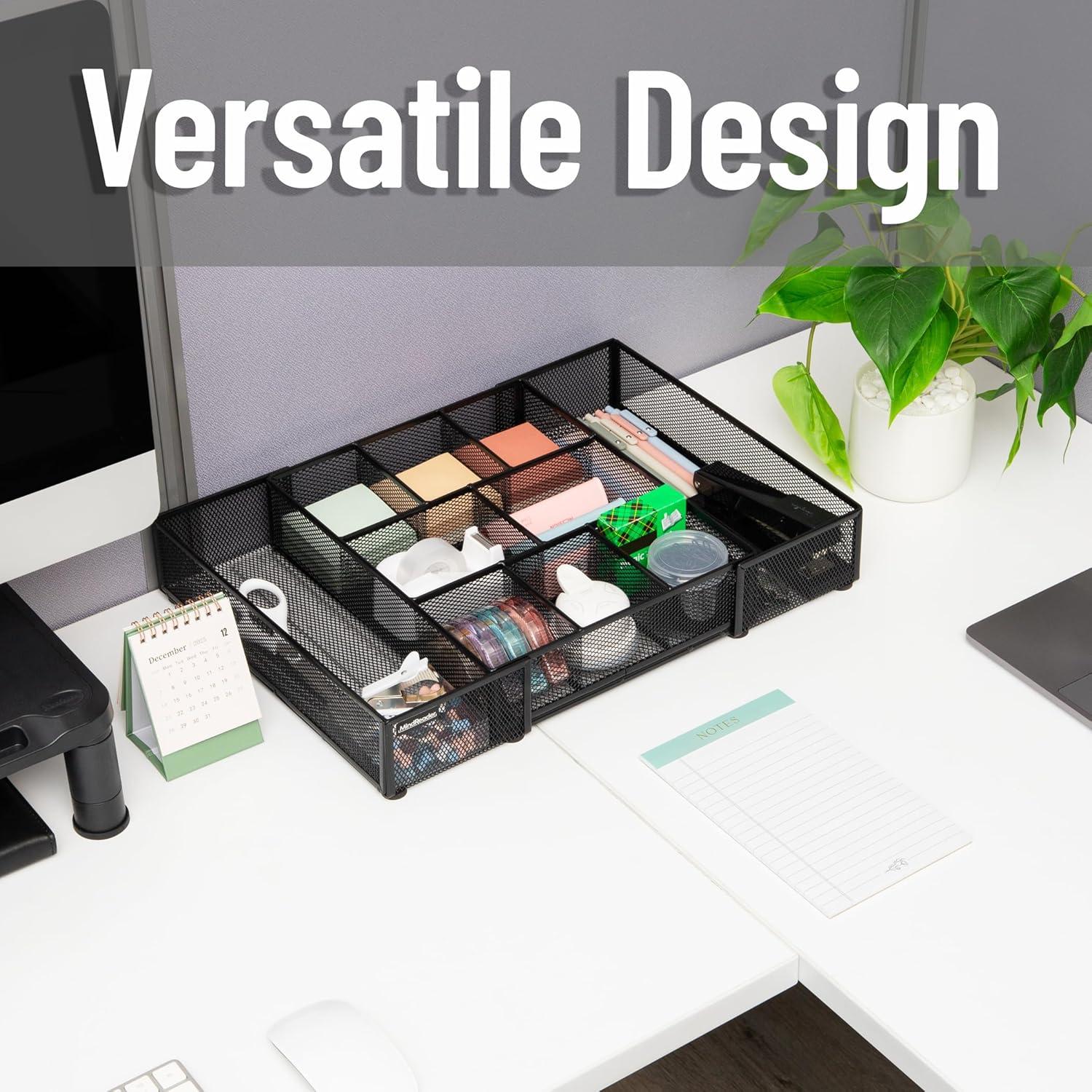 imageMind Reader Expandable Mesh Desk Drawer Organizer Adjustable from 925 to 17125 Office Supply Storage Tray Makeup Organizer BlackBlack Expandable