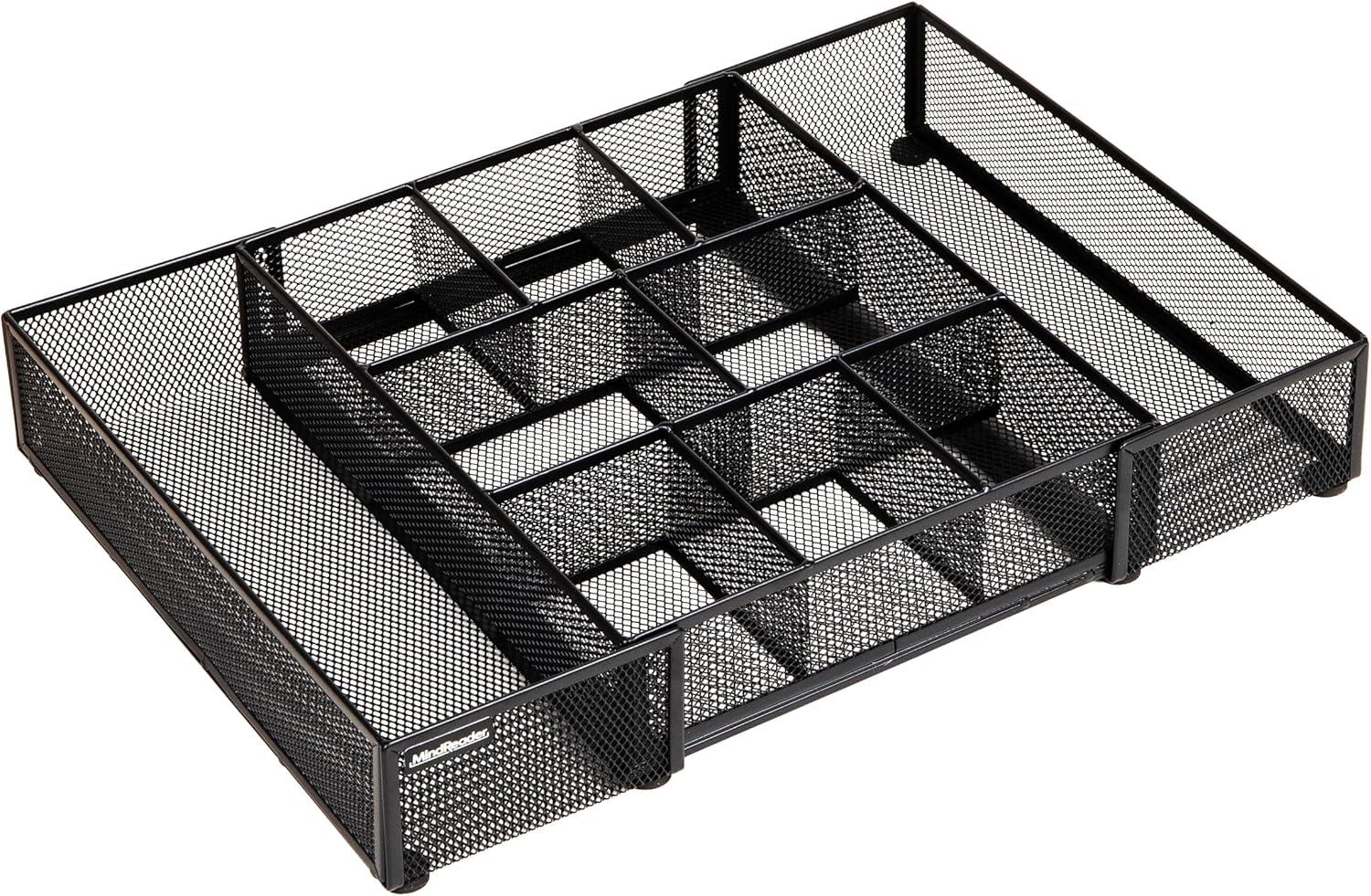 imageMind Reader Expandable Mesh Desk Drawer Organizer Adjustable from 925 to 17125 Office Supply Storage Tray Makeup Organizer BlackBlack Expandable