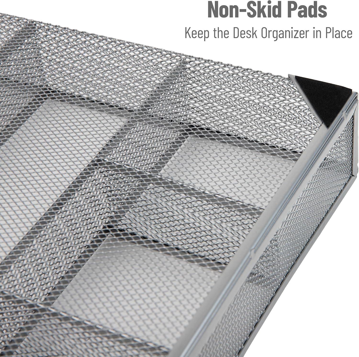 imageMind Reader Expandable Mesh Desk Drawer Organizer Adjustable from 925 to 17125 Office Supply Storage Tray Makeup Organizer BlackSilver
