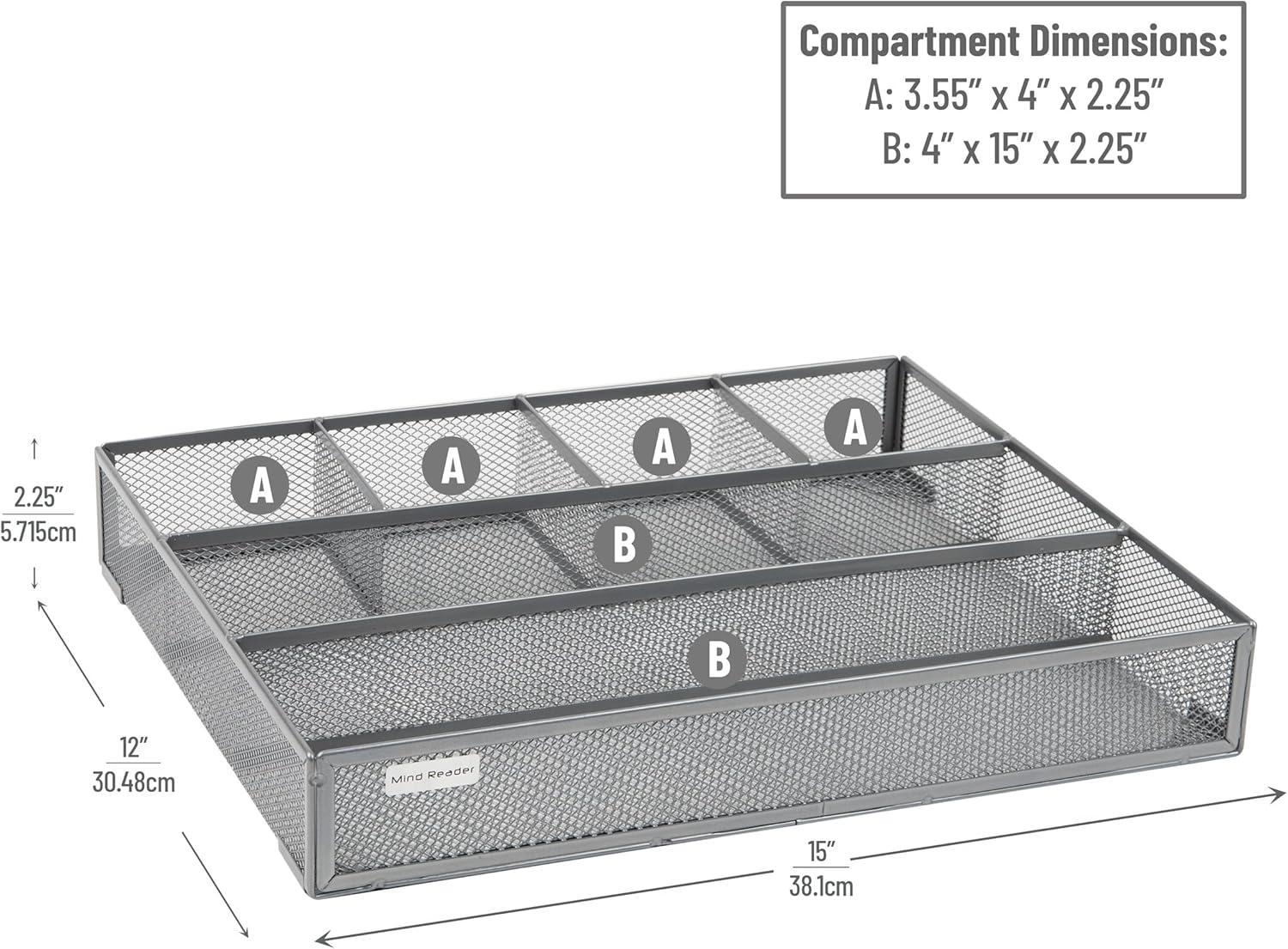 imageMind Reader Expandable Mesh Desk Drawer Organizer Adjustable from 925 to 17125 Office Supply Storage Tray Makeup Organizer BlackSilver