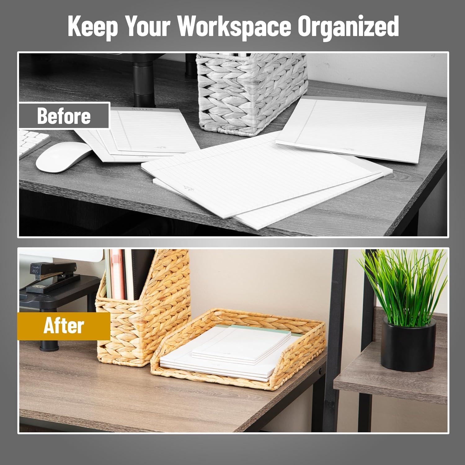 imageMind Reader Rattan Vertical File Organizer with Iron Frame Desktop Organizer Holds Letter Size Documents Brown98 x 122 x 28