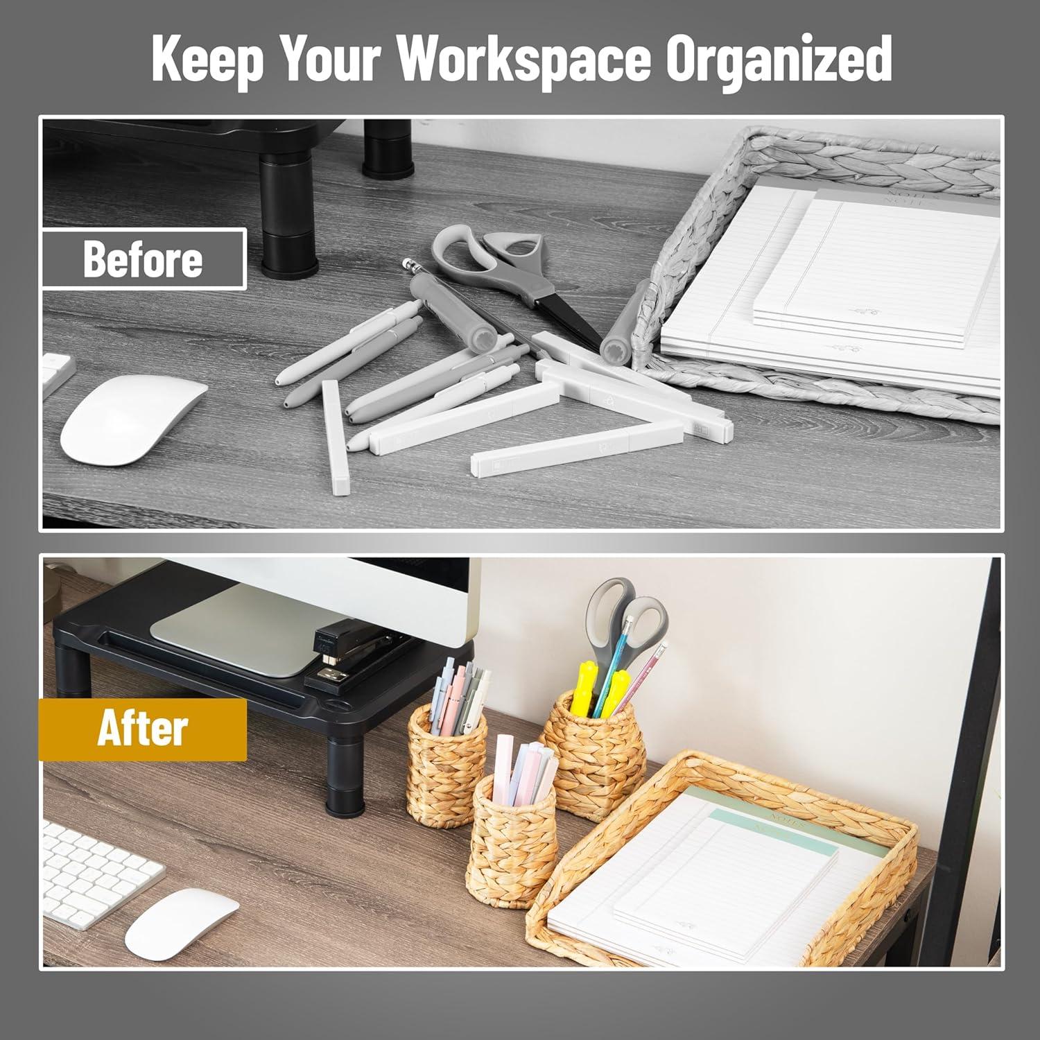 imageMind Reader Rattan Vertical File Organizer with Iron Frame Desktop Organizer Holds Letter Size Documents BrownPen Cups