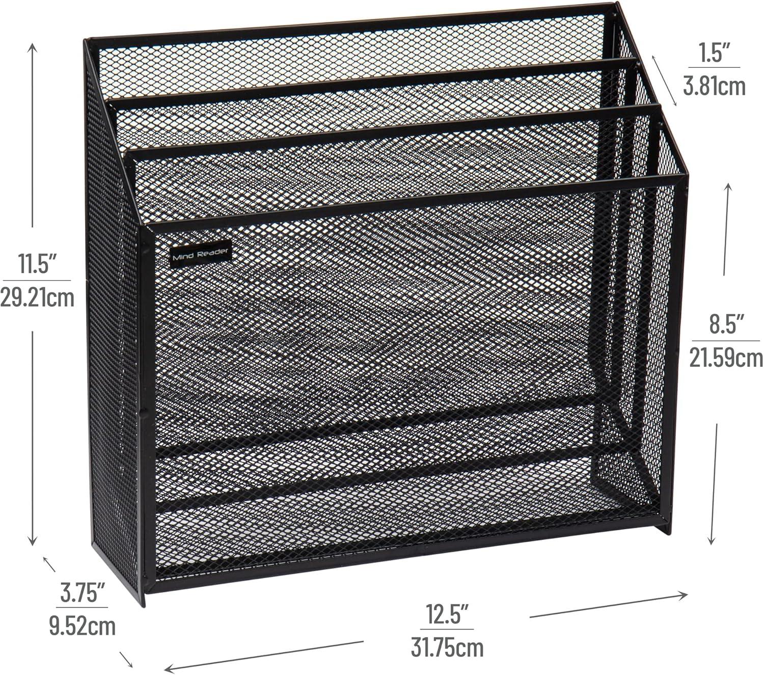 imageMind Reader Vertical File Storage Desktop Organizer Workspace Office Metal Mesh 125L x 375W x 115H BlackSingle